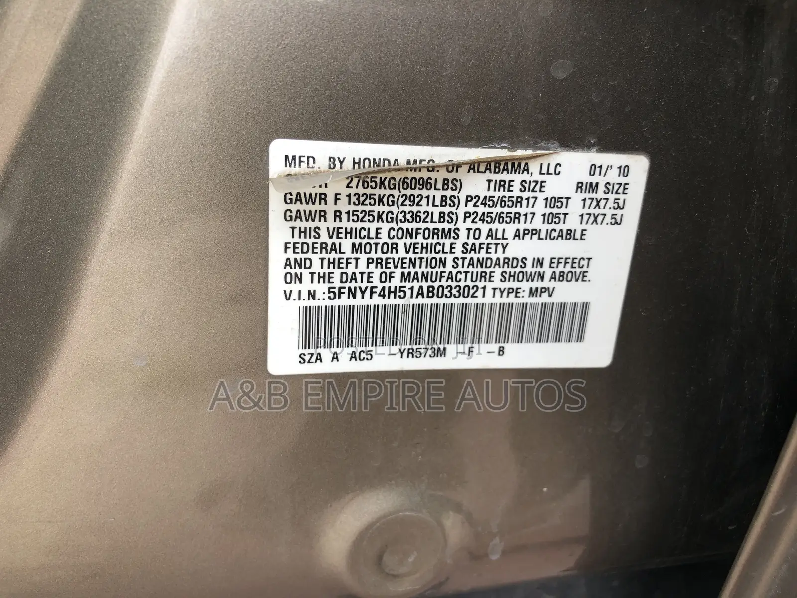 Honda Pilot 2010 Gold