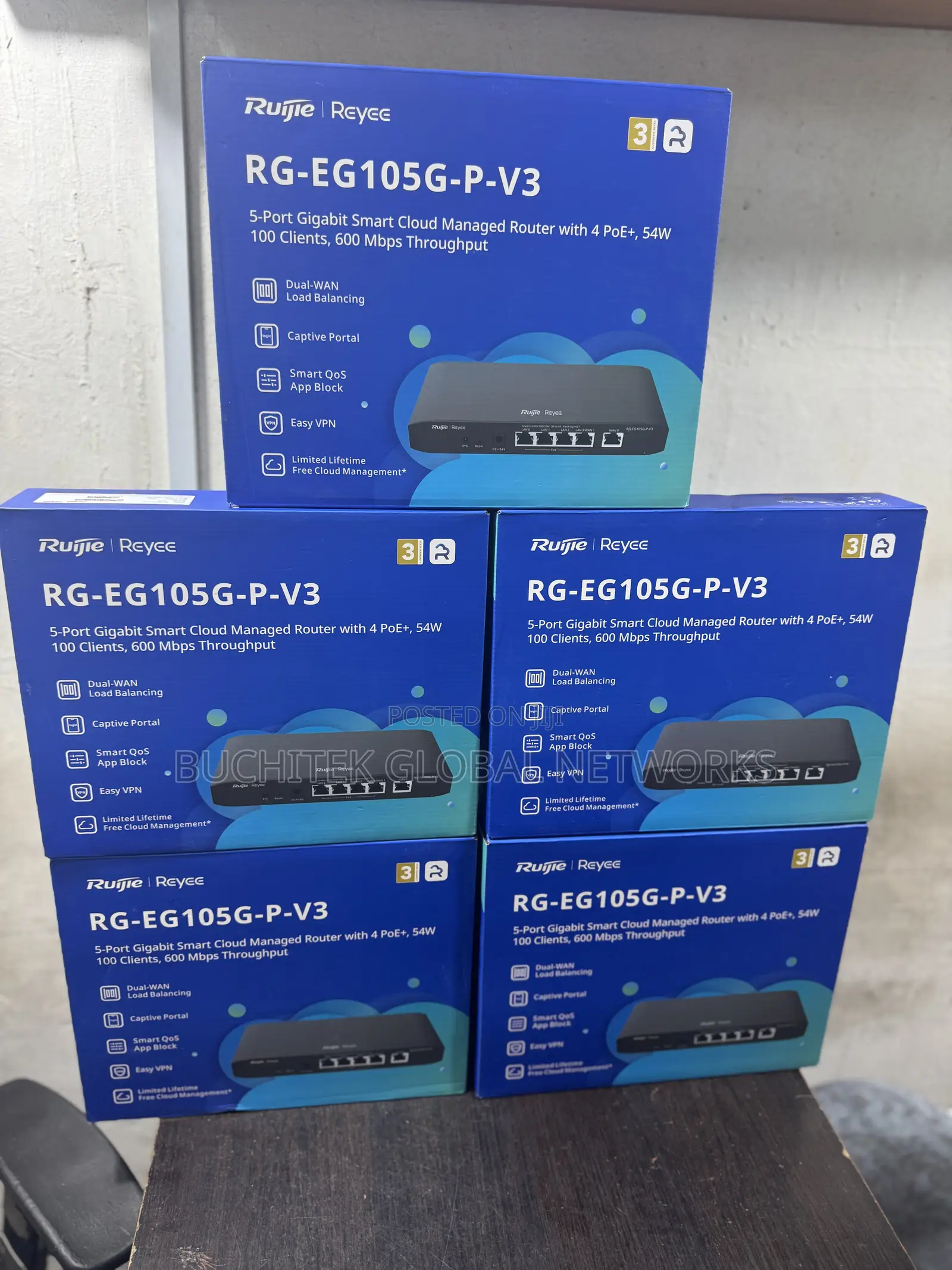 Ruijie RG-EG105G-P-V3 5ports Gigabit Smart Cloud Router and Switch.