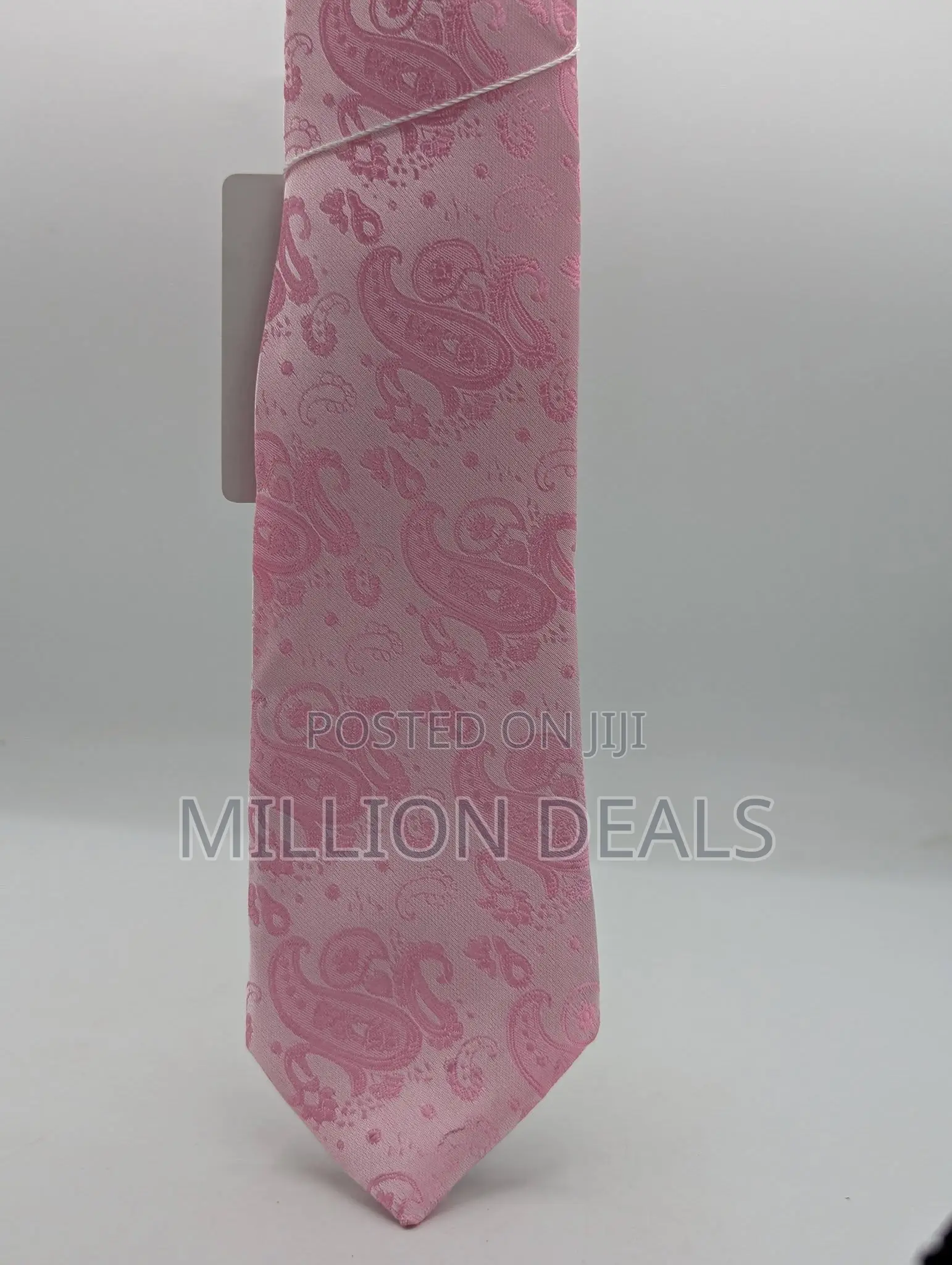 Stylish Pattern Men's Corporate Long Tie With Pocket Square Pink