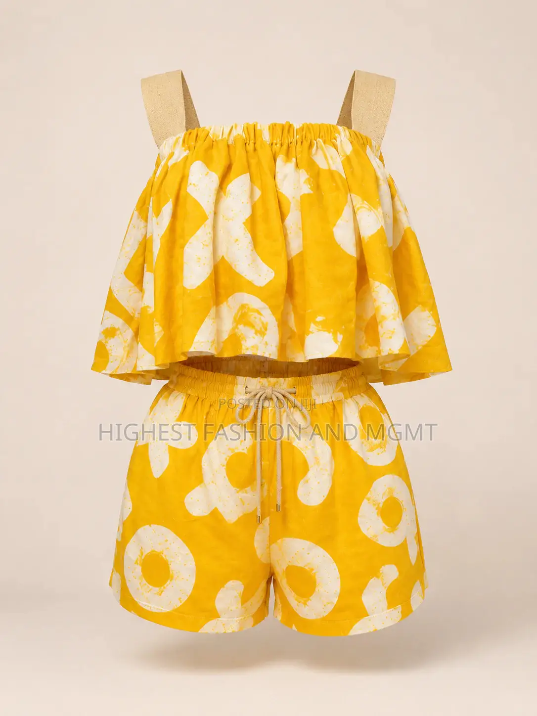 2pc Adire XOXO Print Crop Top Shorts Set