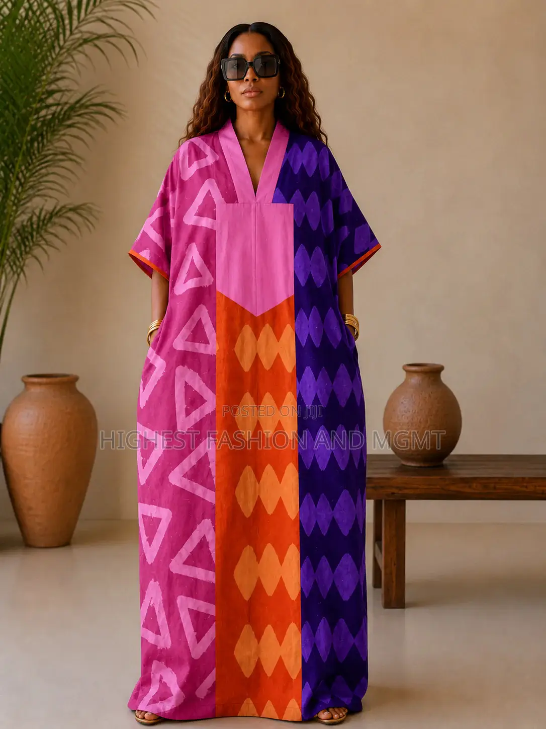 Oversized Adire Kaftan Boubou Maxi Dress