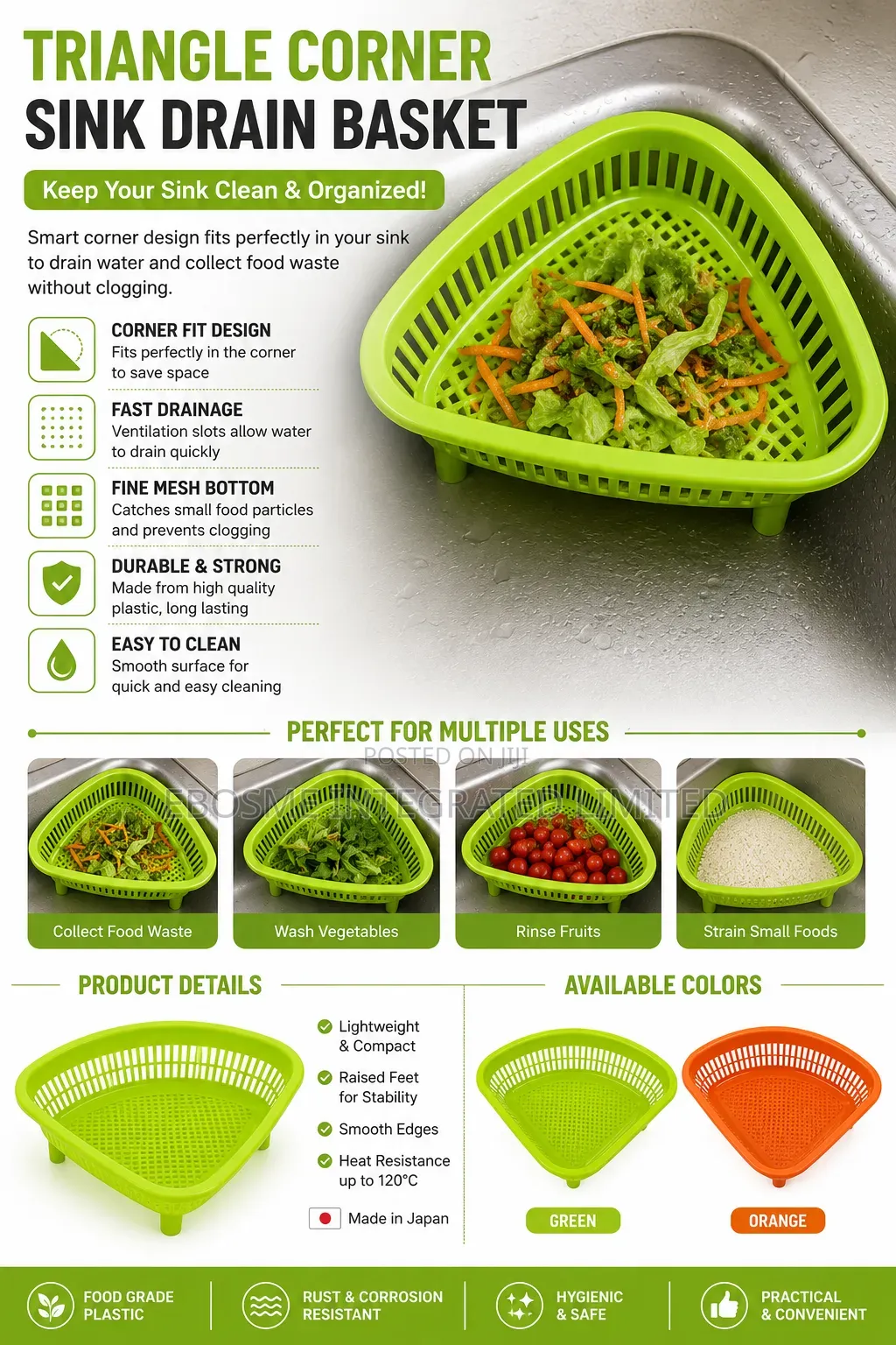 Triangle Sink Corner Drain Basket Food Strainer