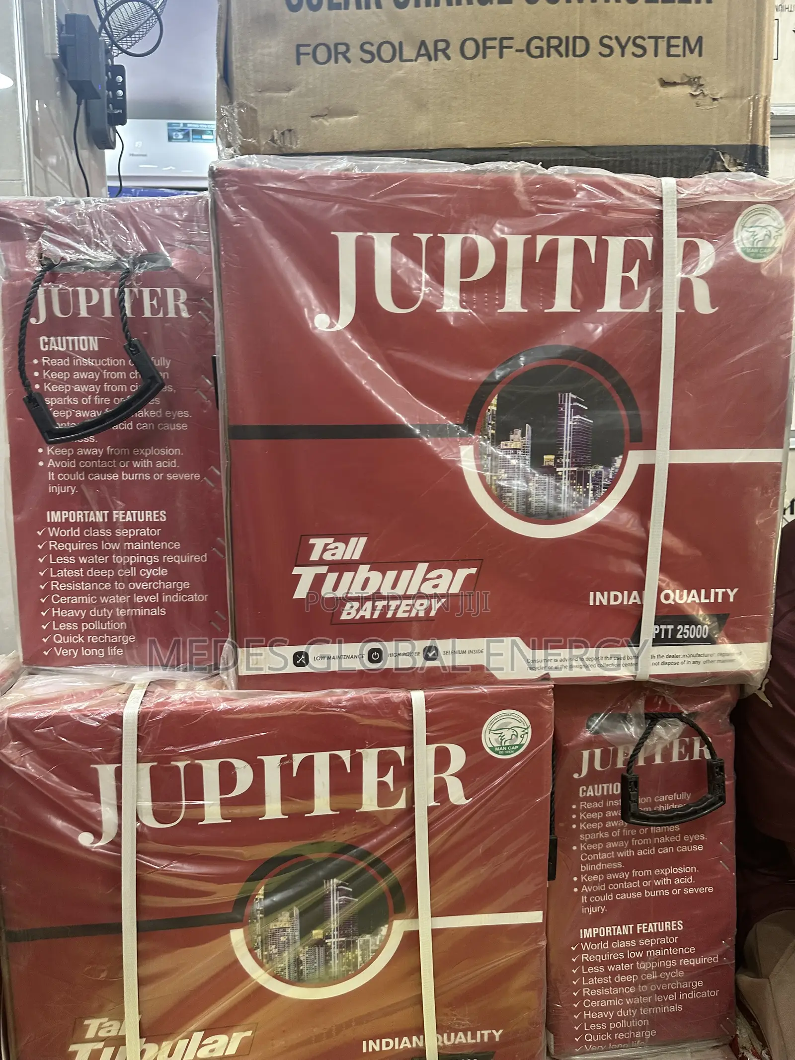 250A 12v Jupiter Tall Tubular Battery