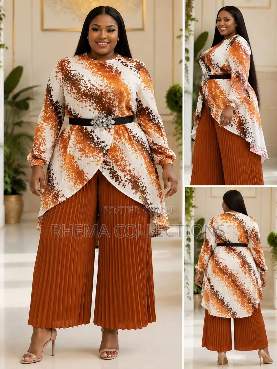Becky Miyaki Gown and Sunray Palazzo Trouser