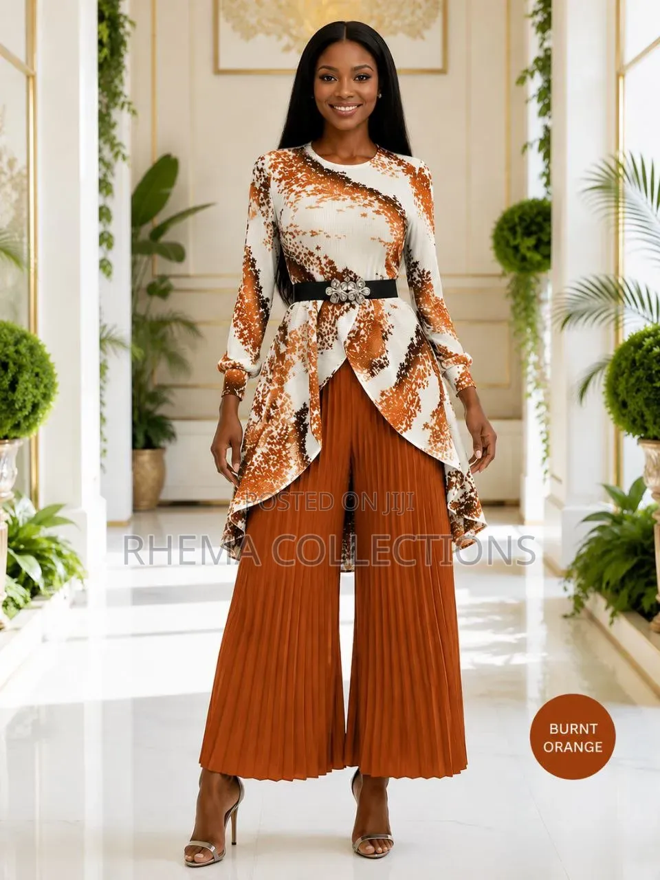 Becky Miyaki Gown and Sunray Palazzo Trouser