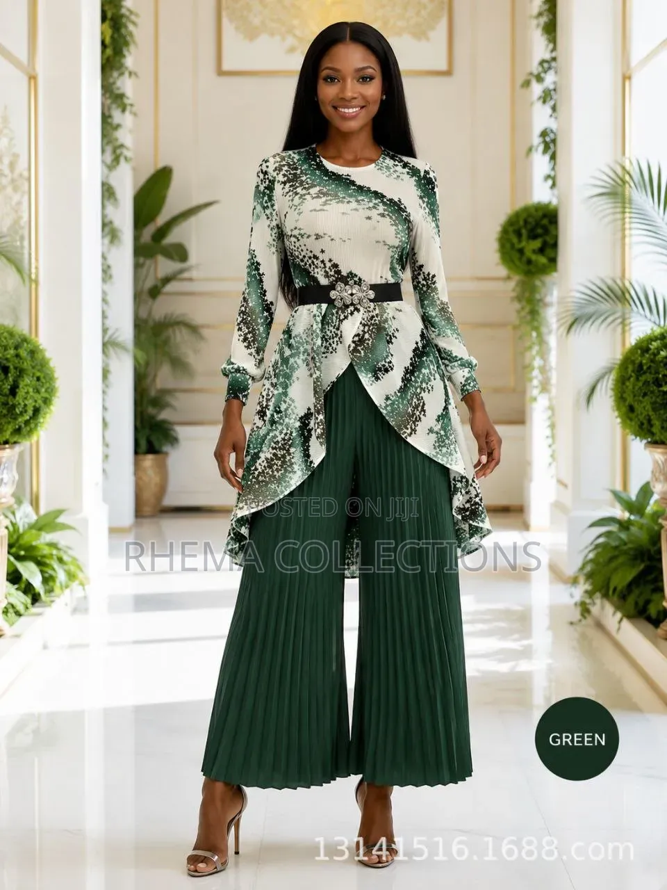 Becky Miyaki Gown and Sunray Palazzo Trouser