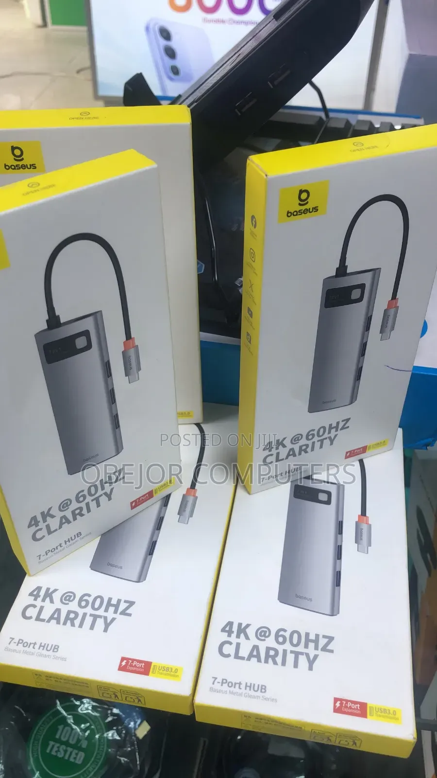 BASEUS 7 IN 1 at 60HZ CLARITY 7-Port HUB Metal Gleam Series
