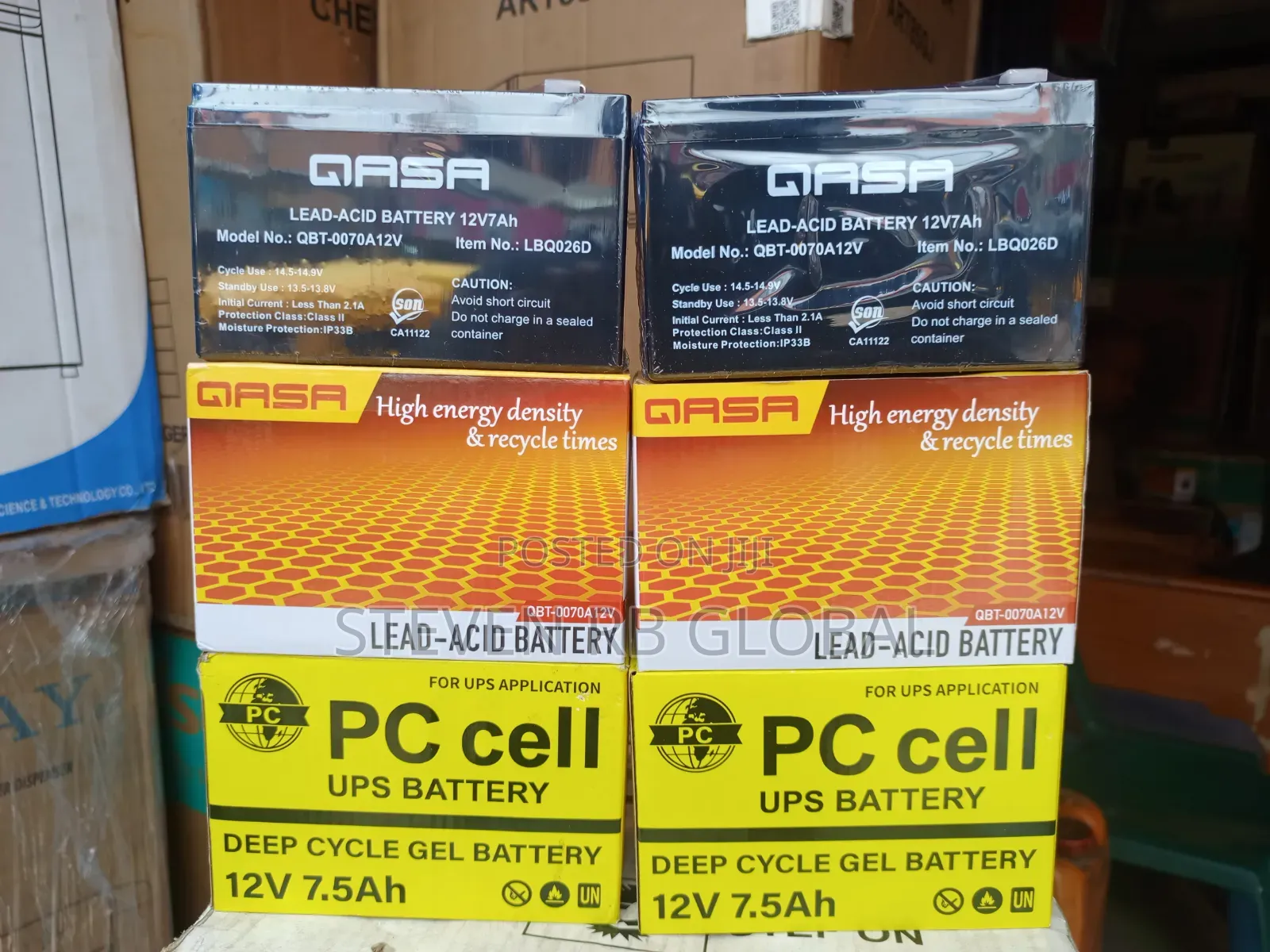 Qasa 12V 7Ah Rechargeable Lead-Acid Battery | QBT-0070A12V