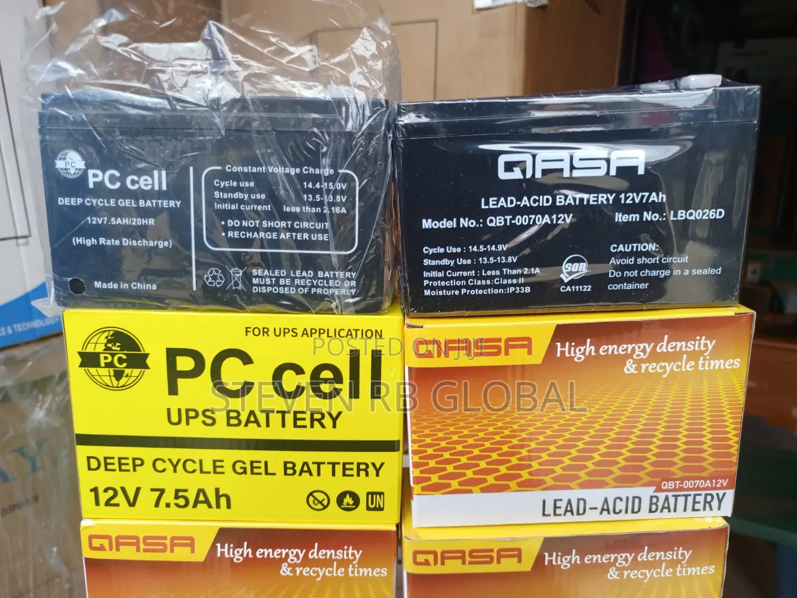Qasa 12V 7Ah Rechargeable Lead-Acid Battery | QBT-0070A12V
