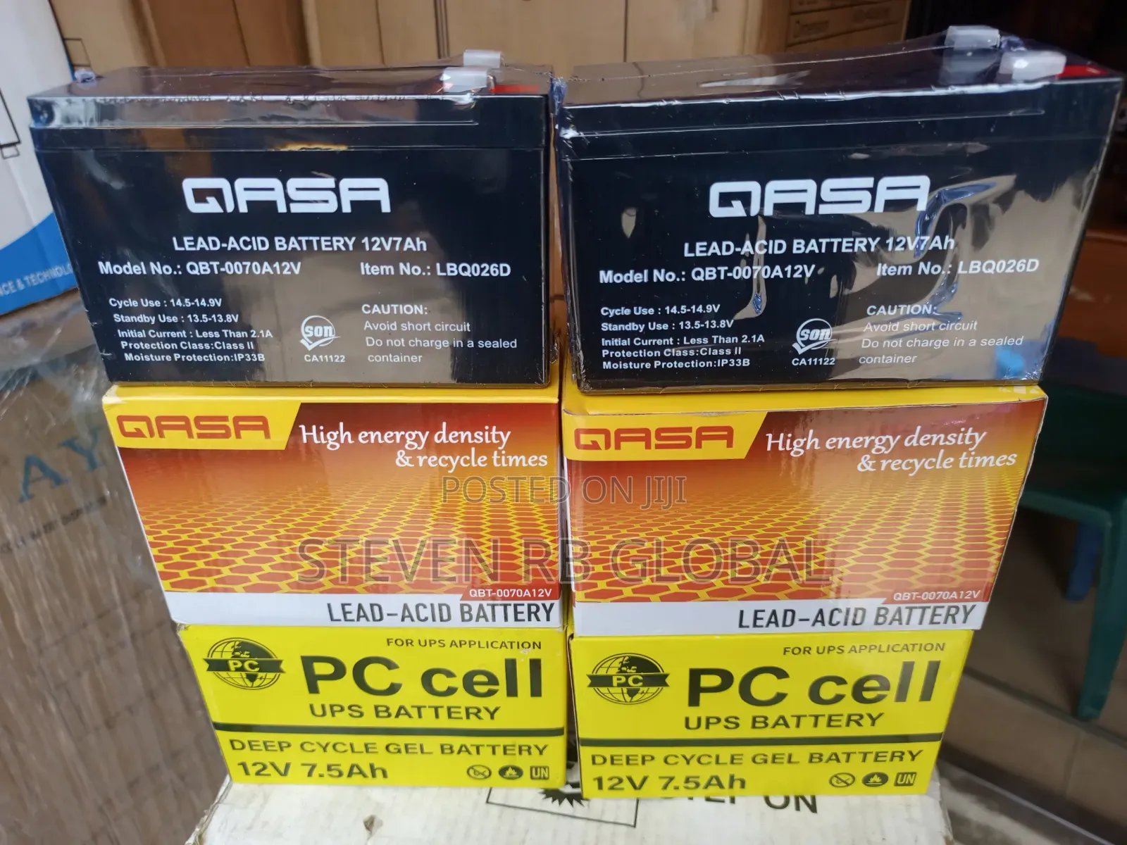 Qasa 12V 7Ah Rechargeable Lead-Acid Battery | QBT-0070A12V