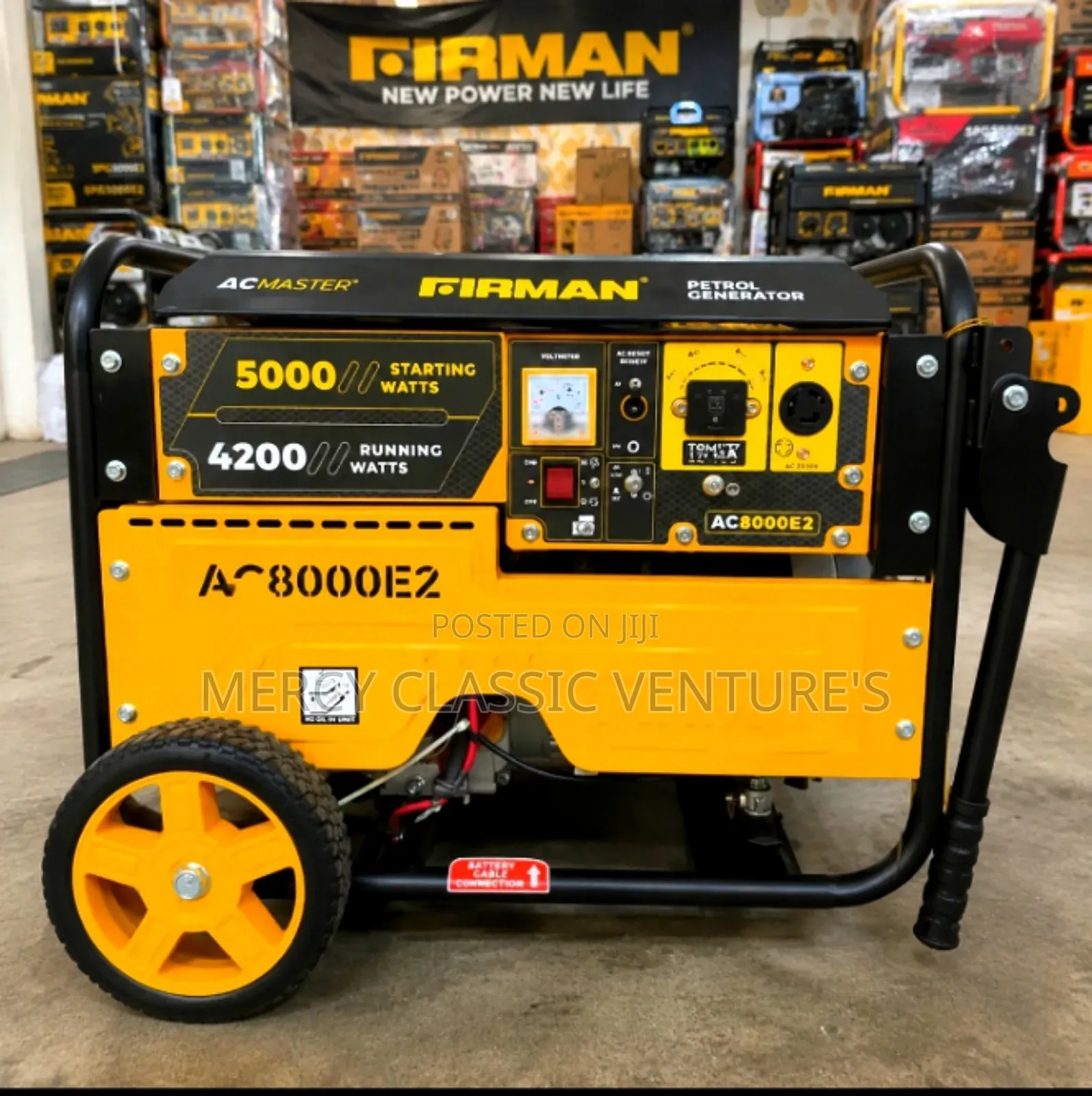 Original FIRMAN AC8000E2 6.5kW Key Start Generator Power Fuel Efficent