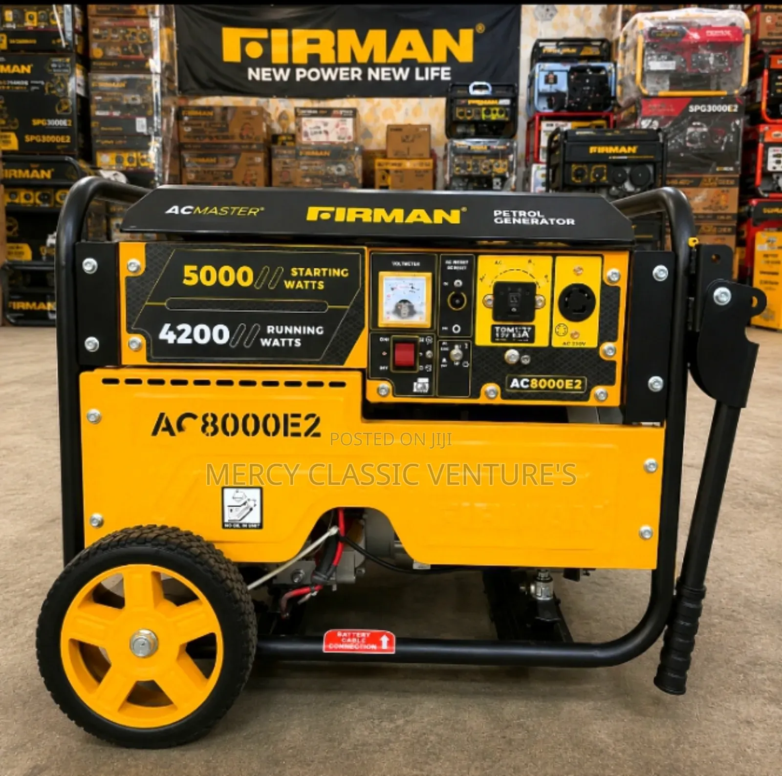 Original FIRMAN AC8000E2 6.5kW Key Start Generator Power Fuel Efficent