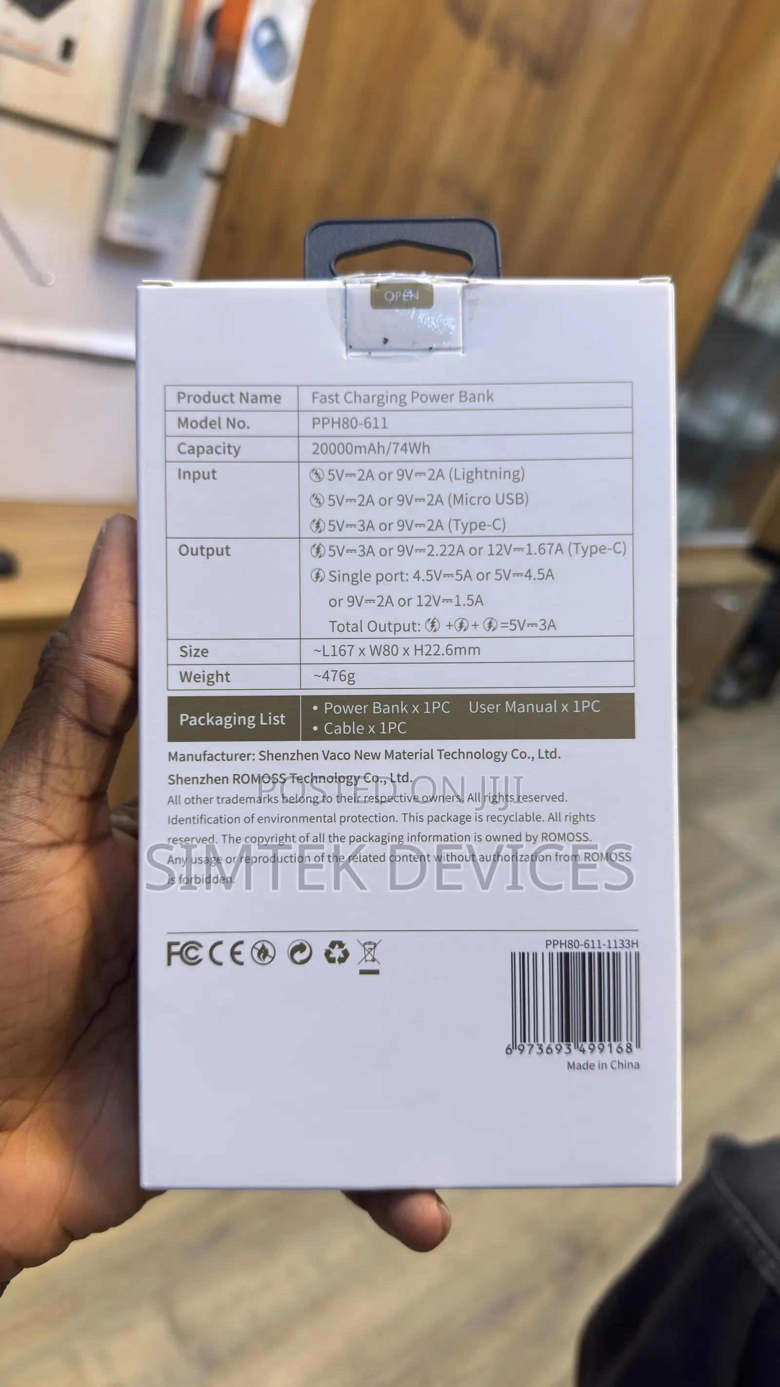 Romoss Sense 6F 20000mAh Power Bank