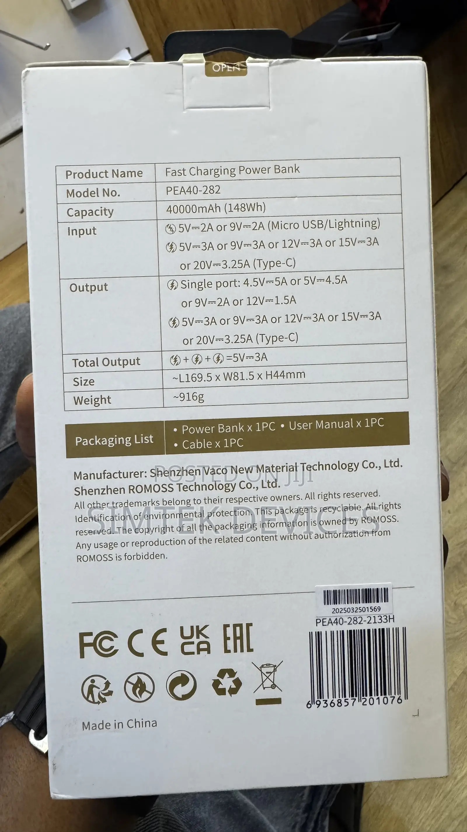Romoss PEA40 Pro 40000mAh Fast Charging Power Bank