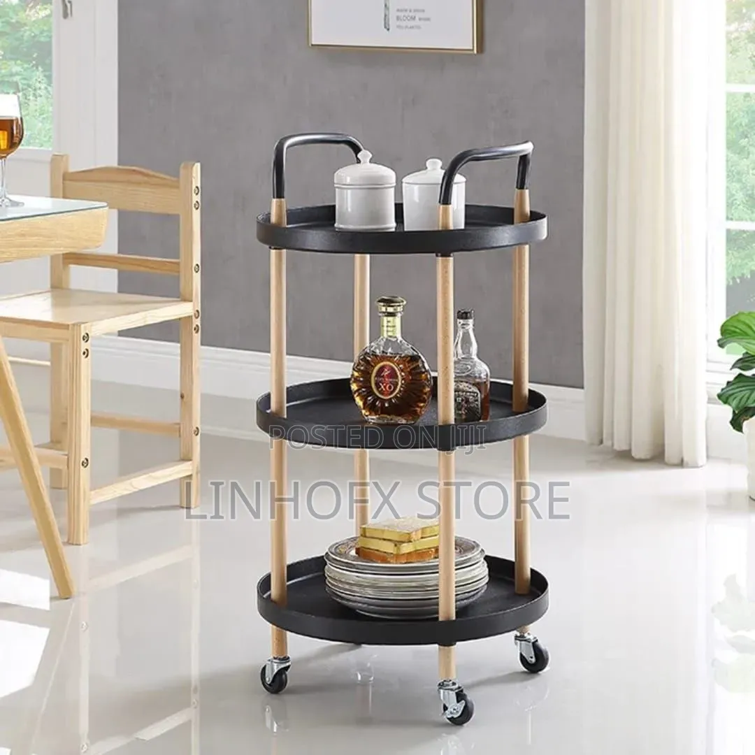 Moveable Multi Functional 3 Tier Nordic Round Household Trolley.