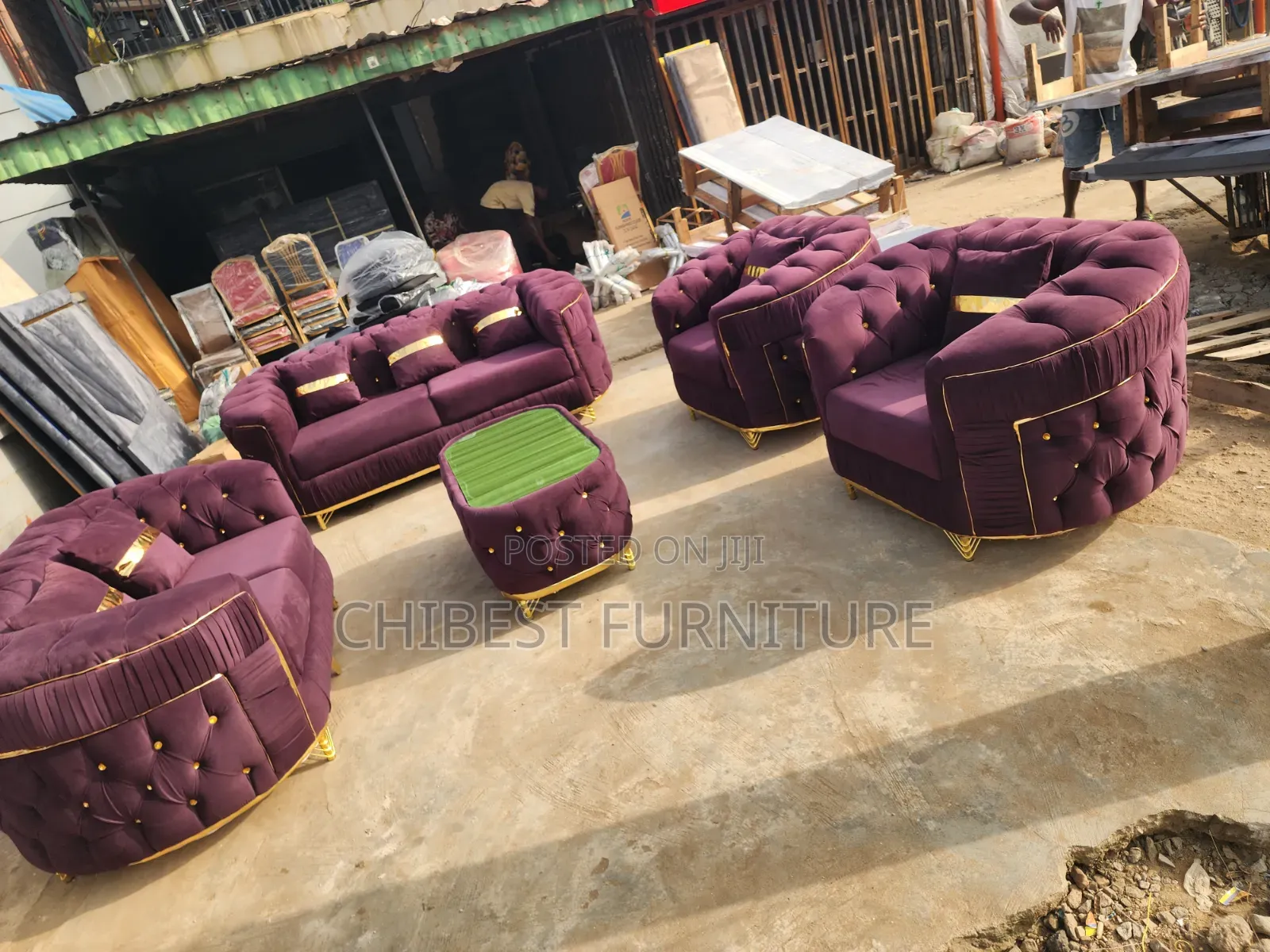 Set of Upholstery Padded Sofa Chairs.