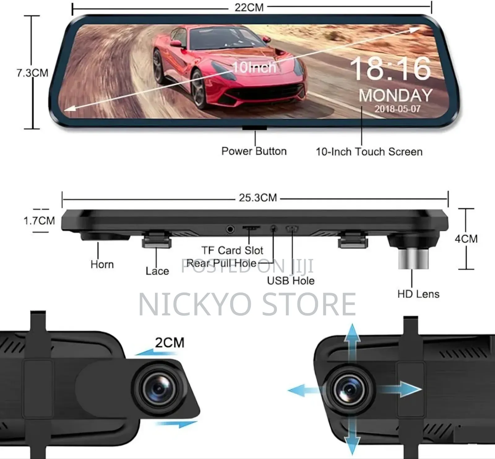 Full-Size Starlight Night Vision Rear-View Mirror Dash Camera