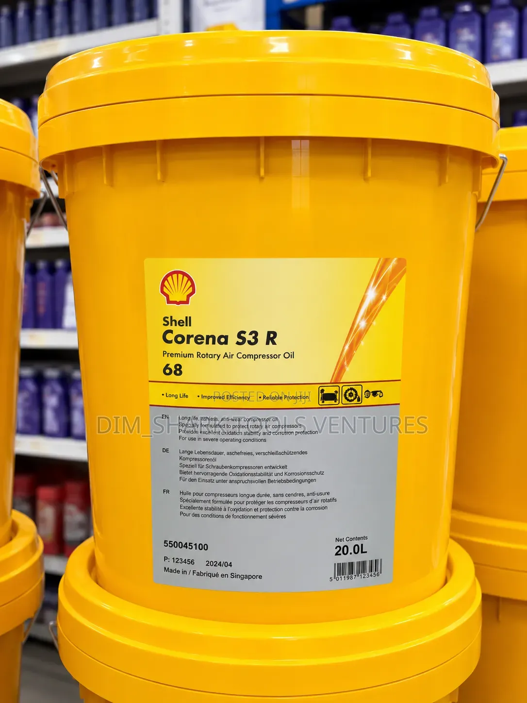 Shell Corena S3 R 68 Is a 20-Litre Premium Rotary Air Compressor Oil