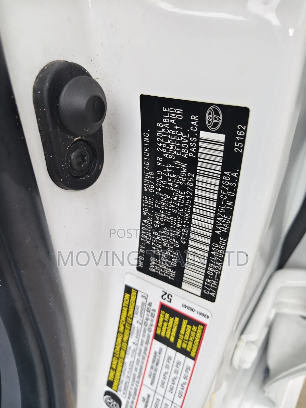 Toyota Camry XLE (2.5L 4cyl 8A) 2019 White