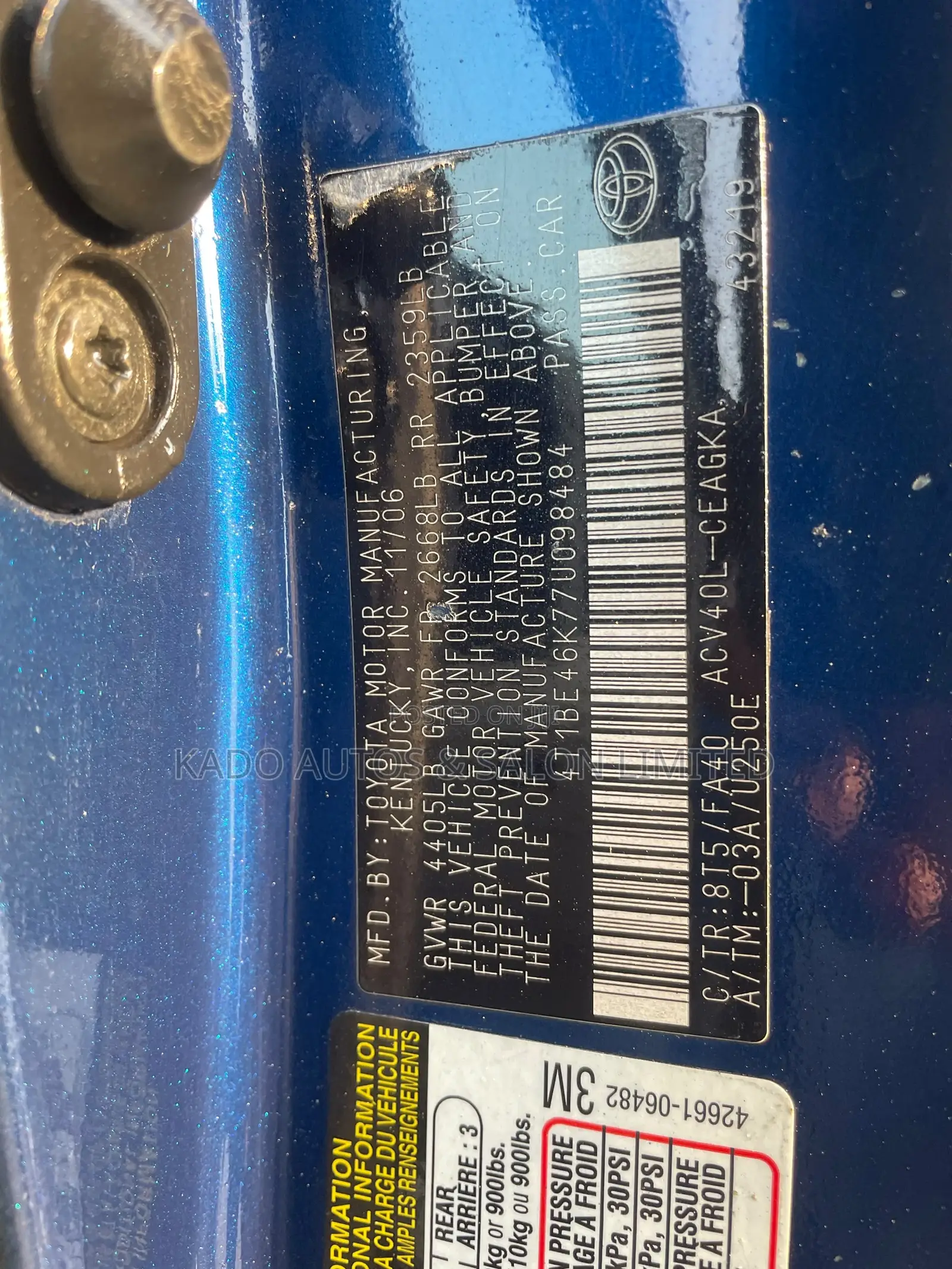 Toyota Camry 2.4 XLE 2008 Blue