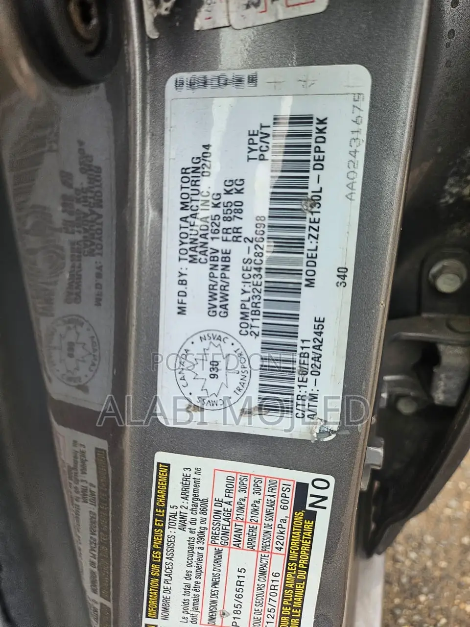 Toyota Corolla 1.4 2004 Gray