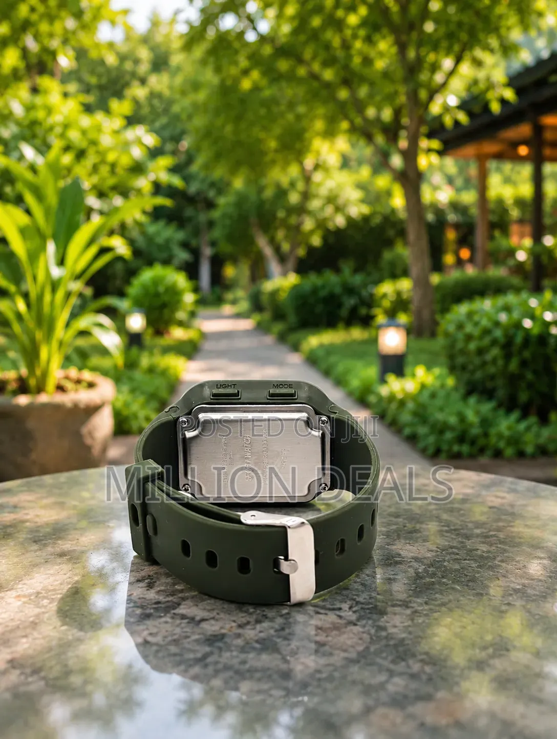 Rubber Strap Unisex Green Sport Wrist Watch