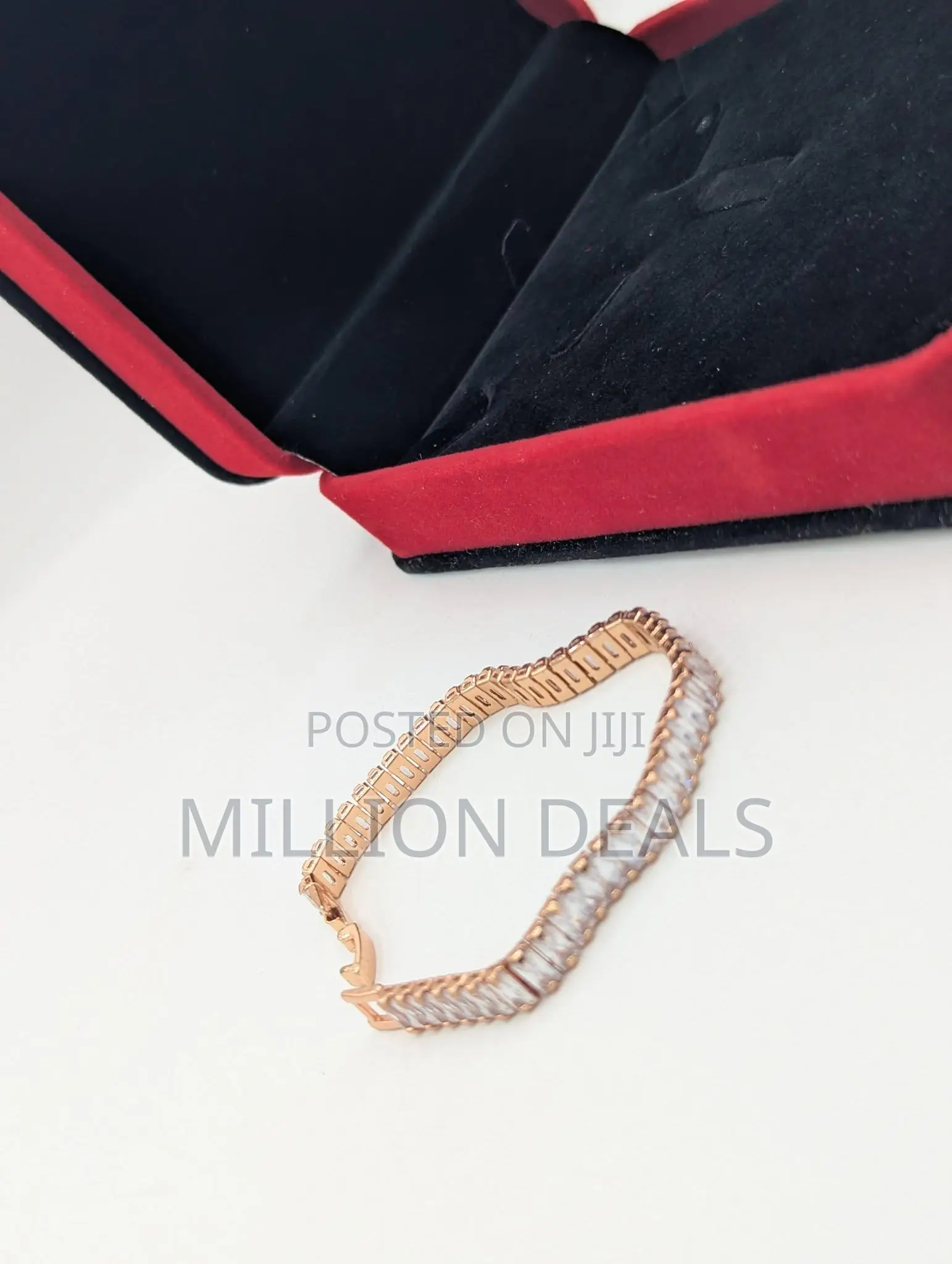 Rose Gold Tennis Iced Men's Link Bracelet
