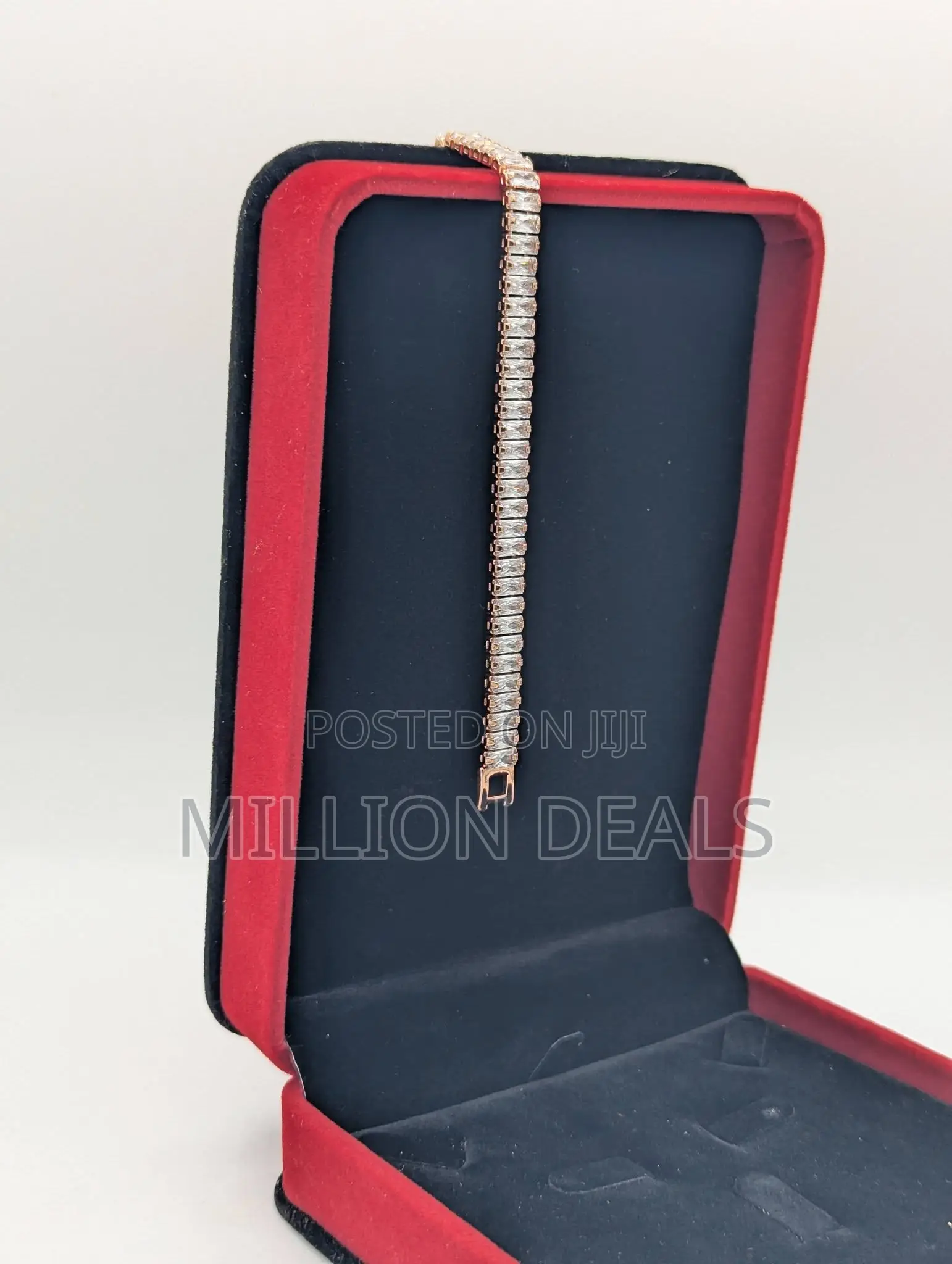 Rose Gold Tennis Iced Men's Link Bracelet