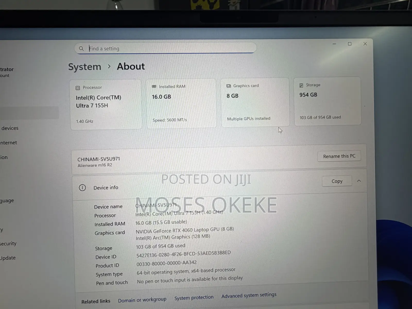 Laptop Alienware M16 R2 16GB Intel Core Ultra 7 SSD 1T
