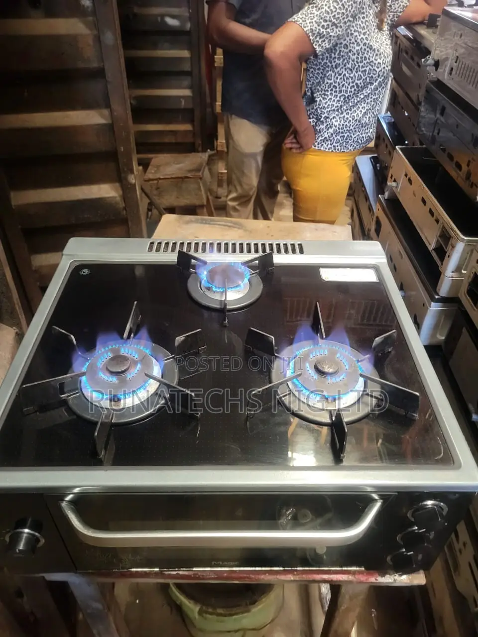 UK Used 3 Burner Table Top Gas Cooker Mini Oven Grill Auto Ignition