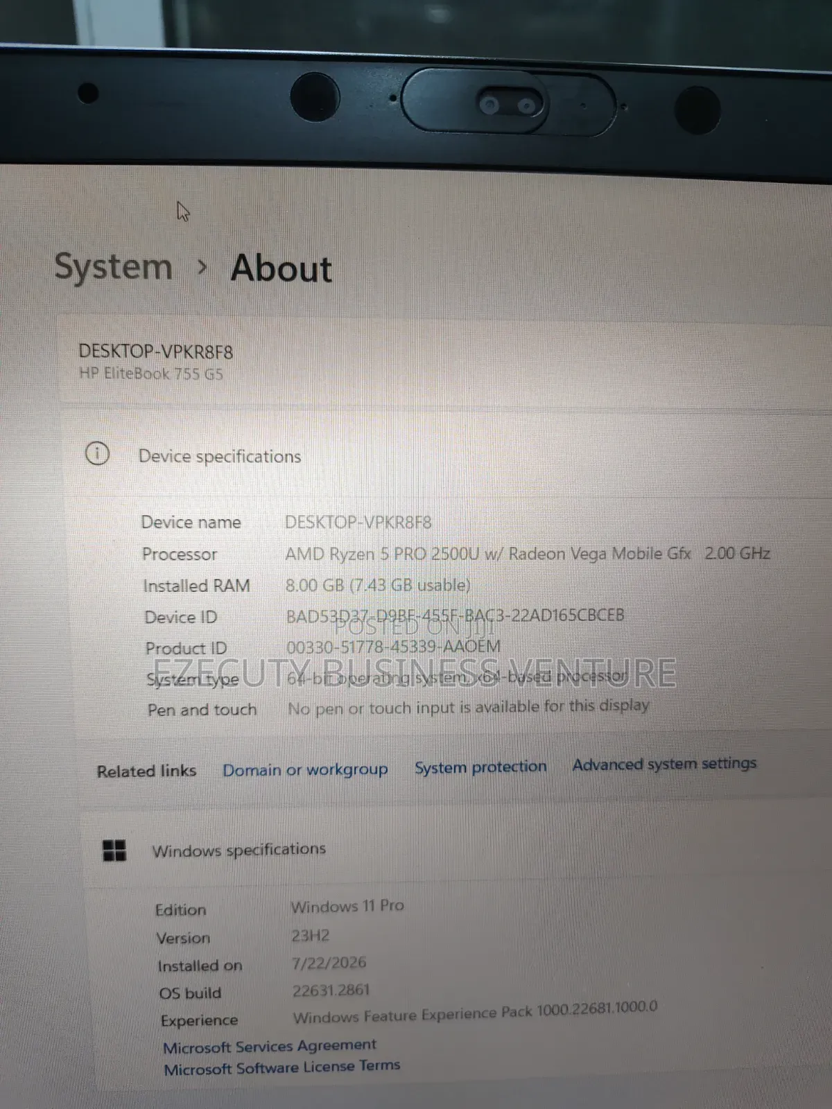 Laptop HP EliteBook 755 G5 8GB AMD Ryzen 5 SSD 256GB