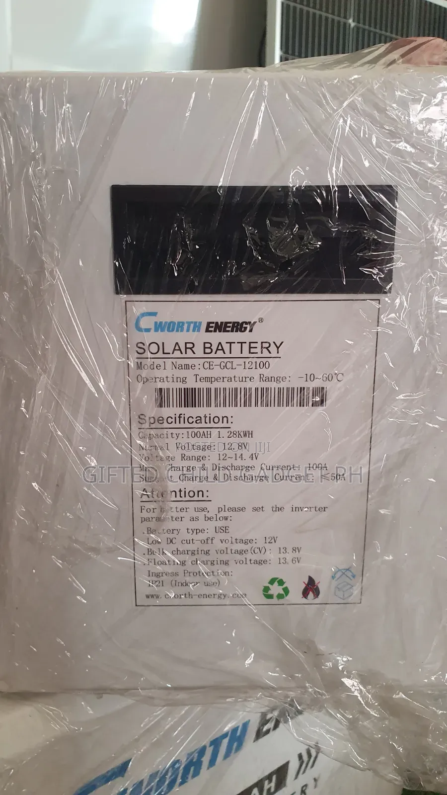 Cworth 12V 100Ah Lithium Battery LifePO4 1.2Kwh CE-GCL-12100