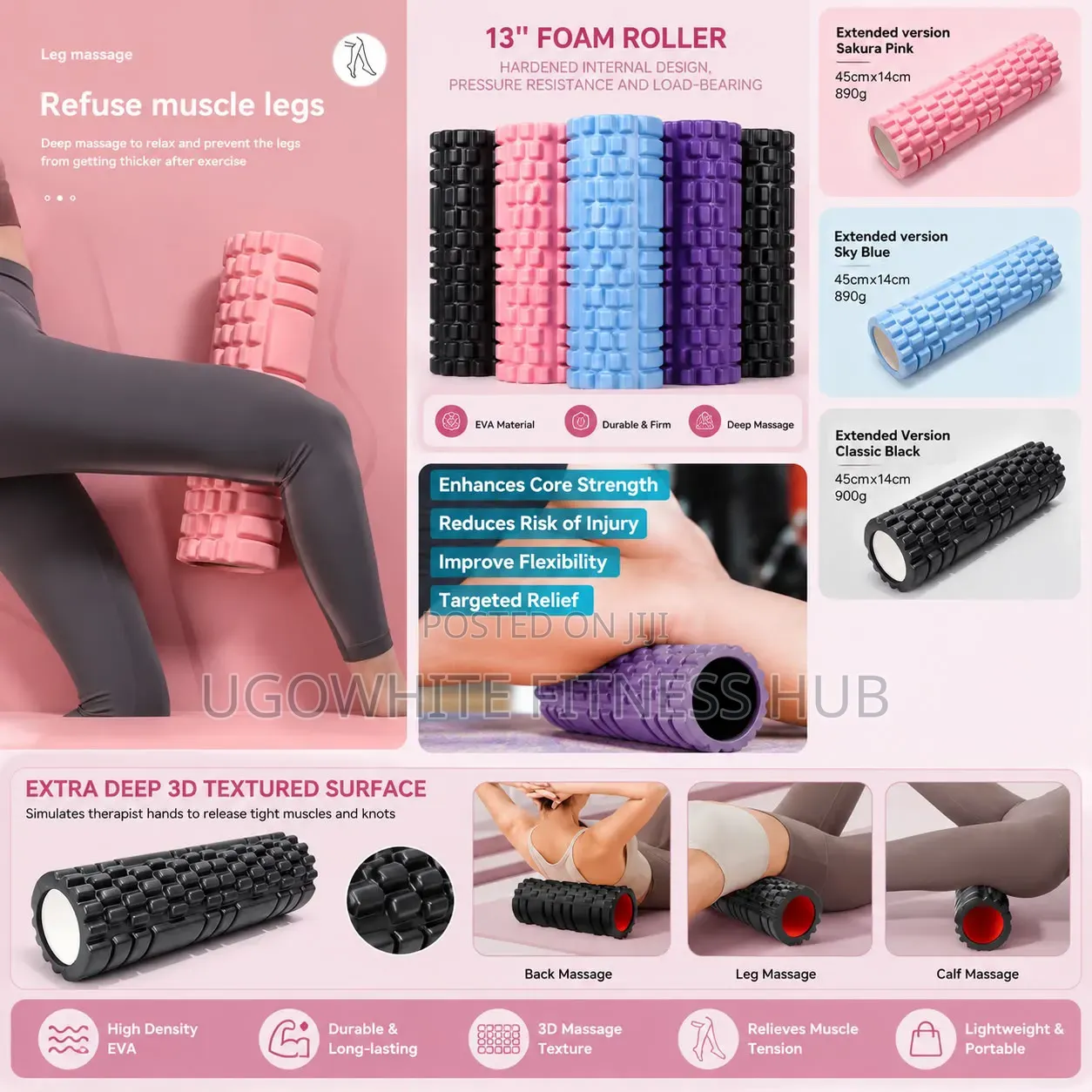 13-Inch EVA Material Foam Roller Features