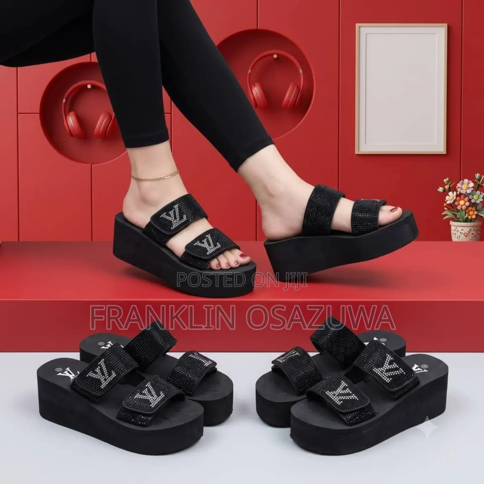 Women's Luxury Platform Slide Slippers – Double Strap Casual Sandals