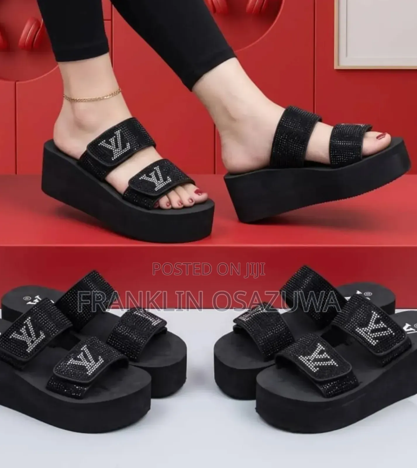 Women's Luxury Platform Slide Slippers – Double Strap Casual Sandals