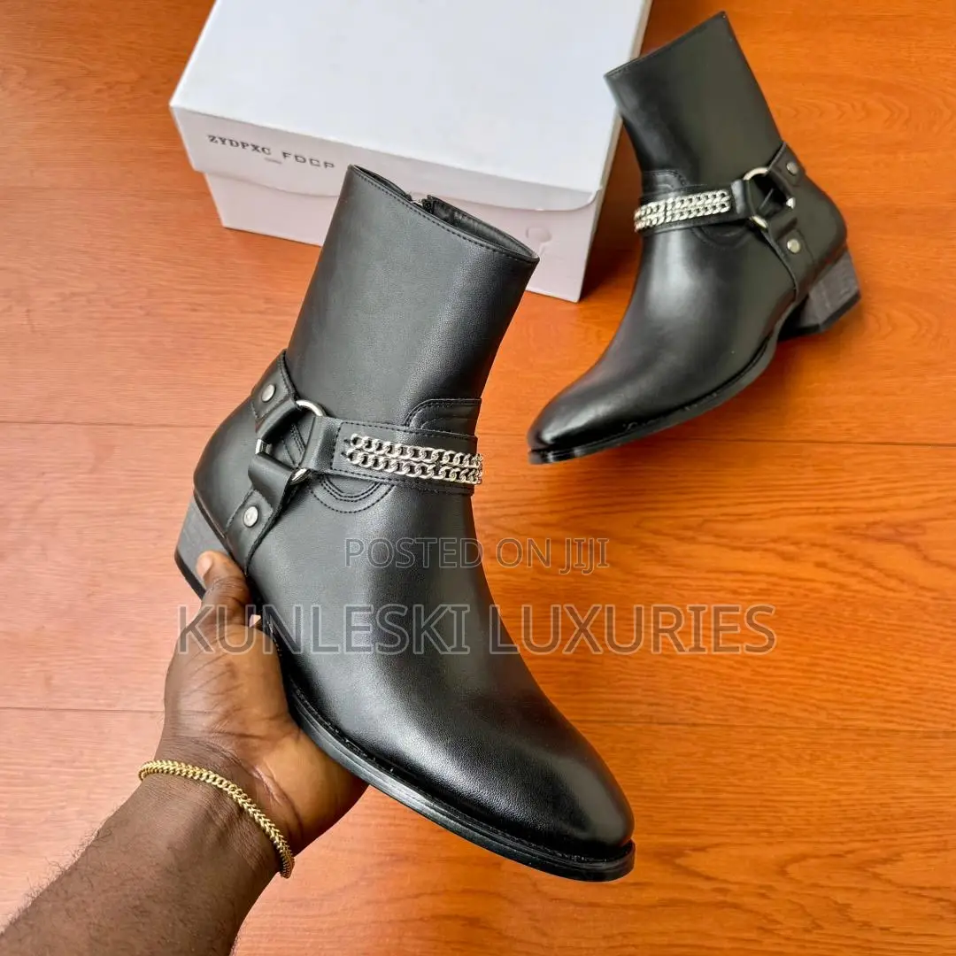 Original Harness Zipper Men’s Ankle Boot With Metal Studs