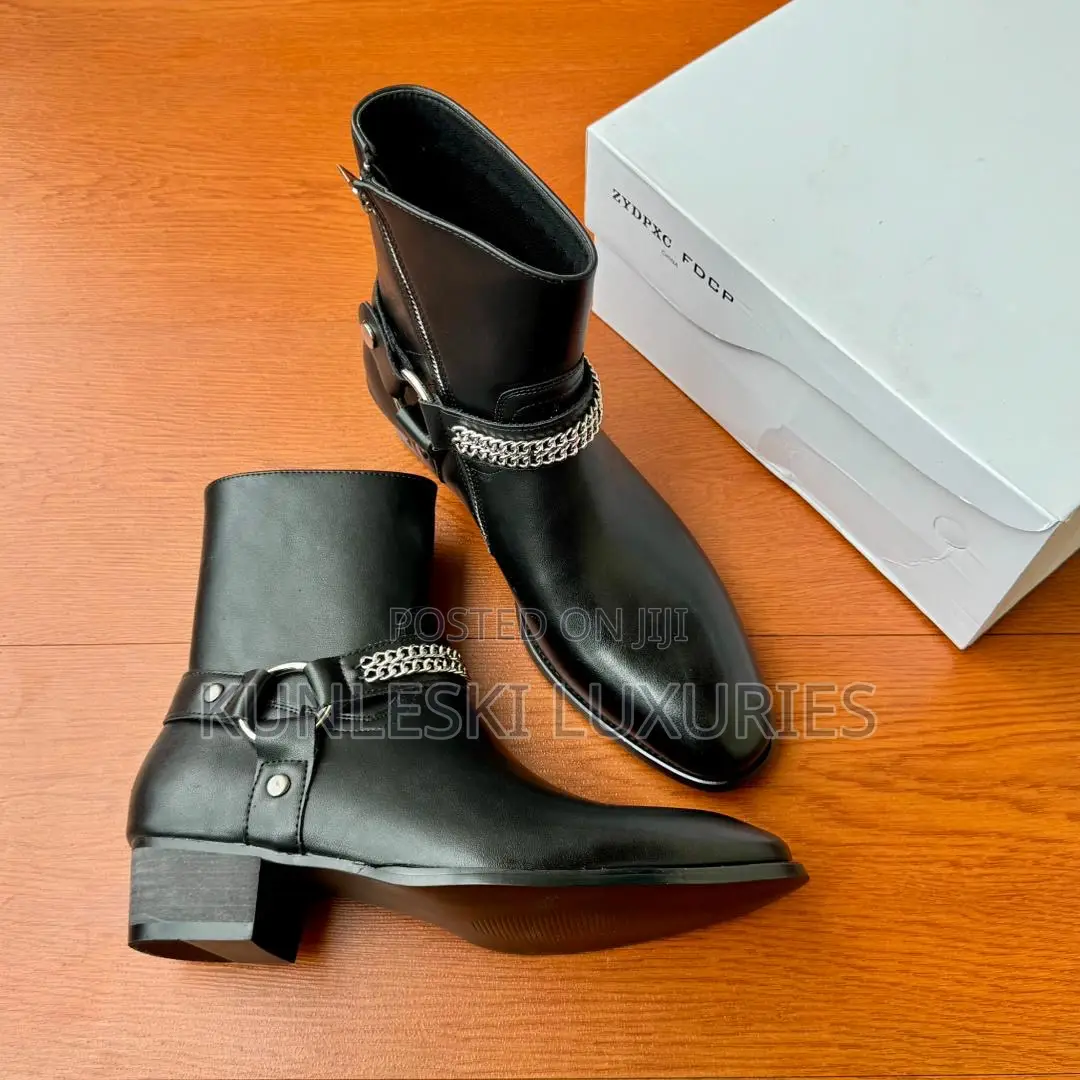 Original Harness Zipper Men’s Ankle Boot With Metal Studs