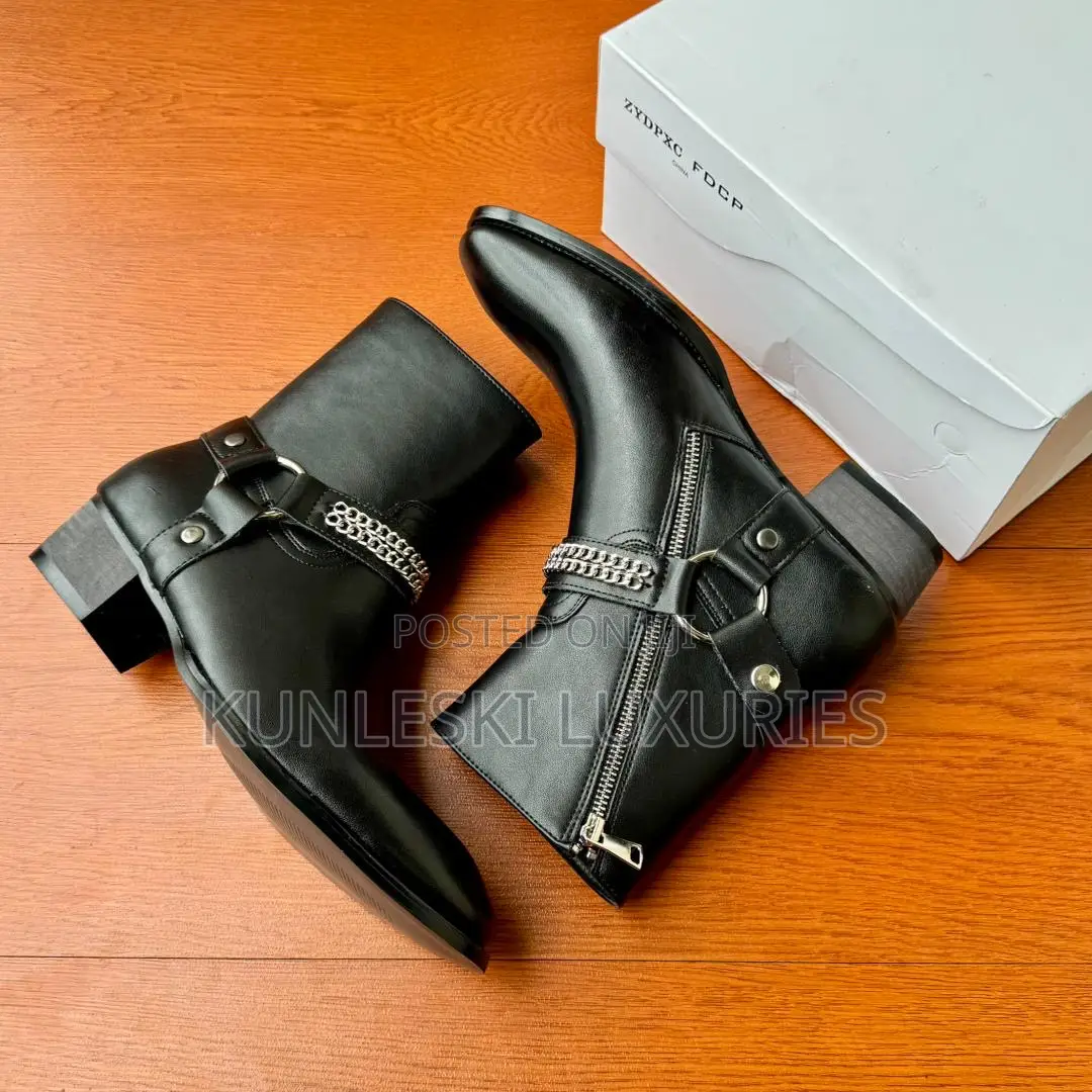 Original Harness Zipper Men’s Ankle Boot With Metal Studs