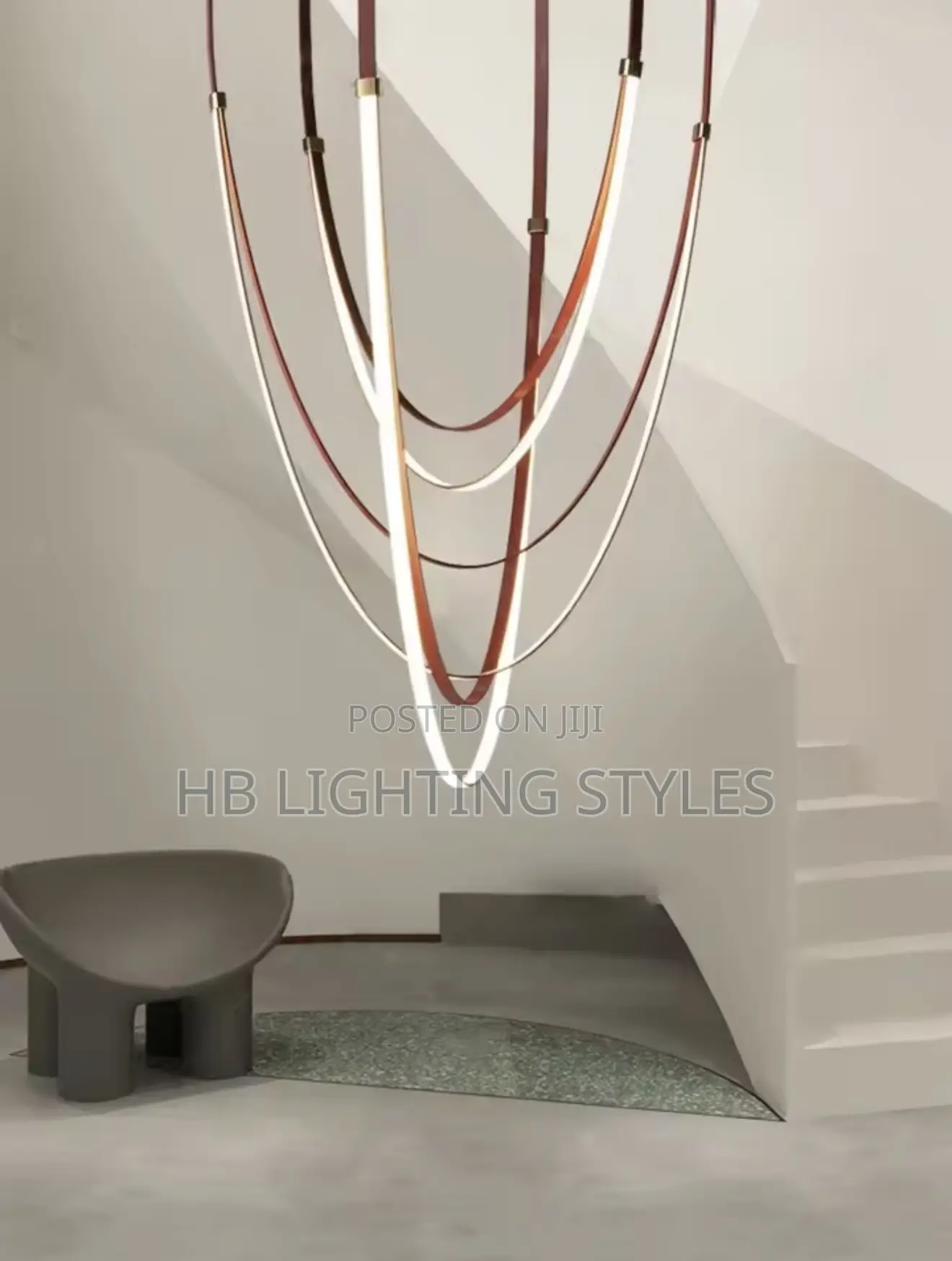 Nordic Modern Leather Design Belt-Shaped LED Chandelier