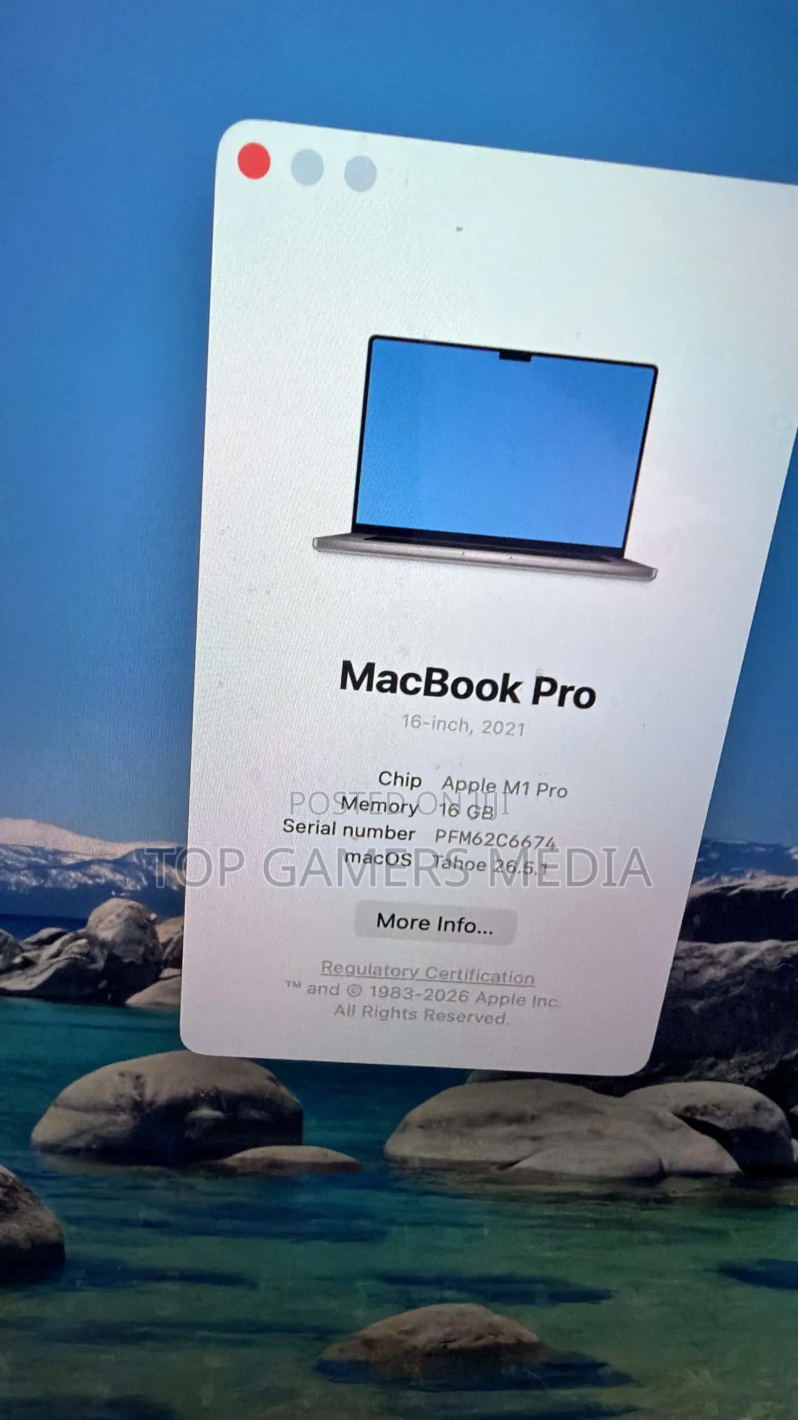 Laptop Apple MacBook Pro 2021 M1 16GB Apple M1 Pro SSD 512GB