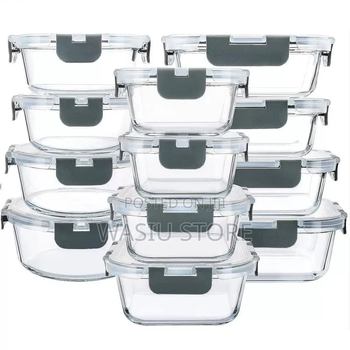 12-Piece Set of Borosilicate Glass Meal Prep Containers
