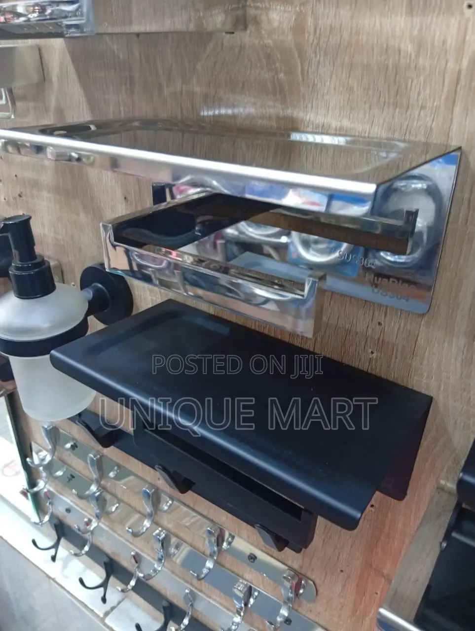 Quality Black Matt Toilet Paper Holder With Built-in Phone Shelf