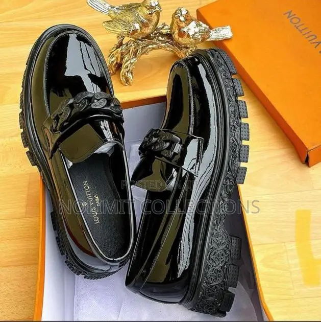 Louis Vuitton Black Patent Leather Chunky Sole Loafers