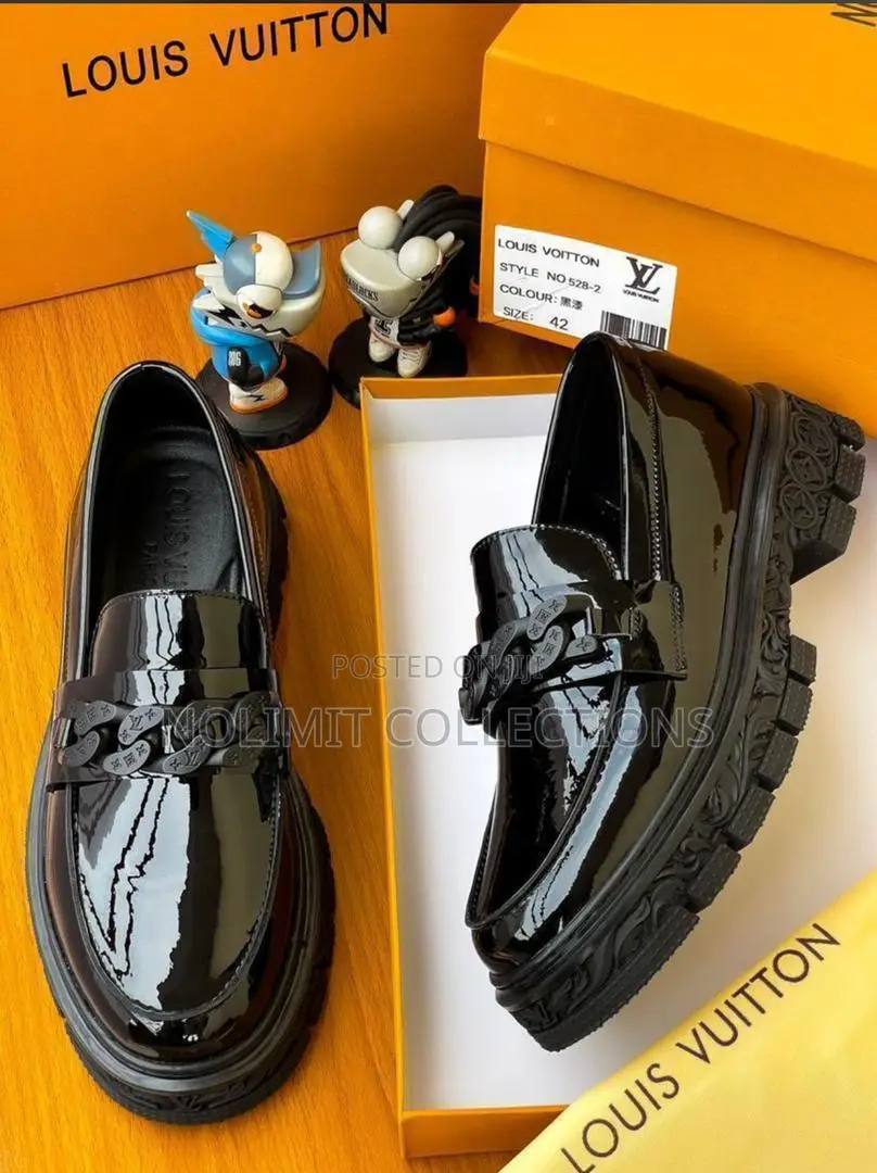 Louis Vuitton Black Patent Leather Chunky Sole Loafers