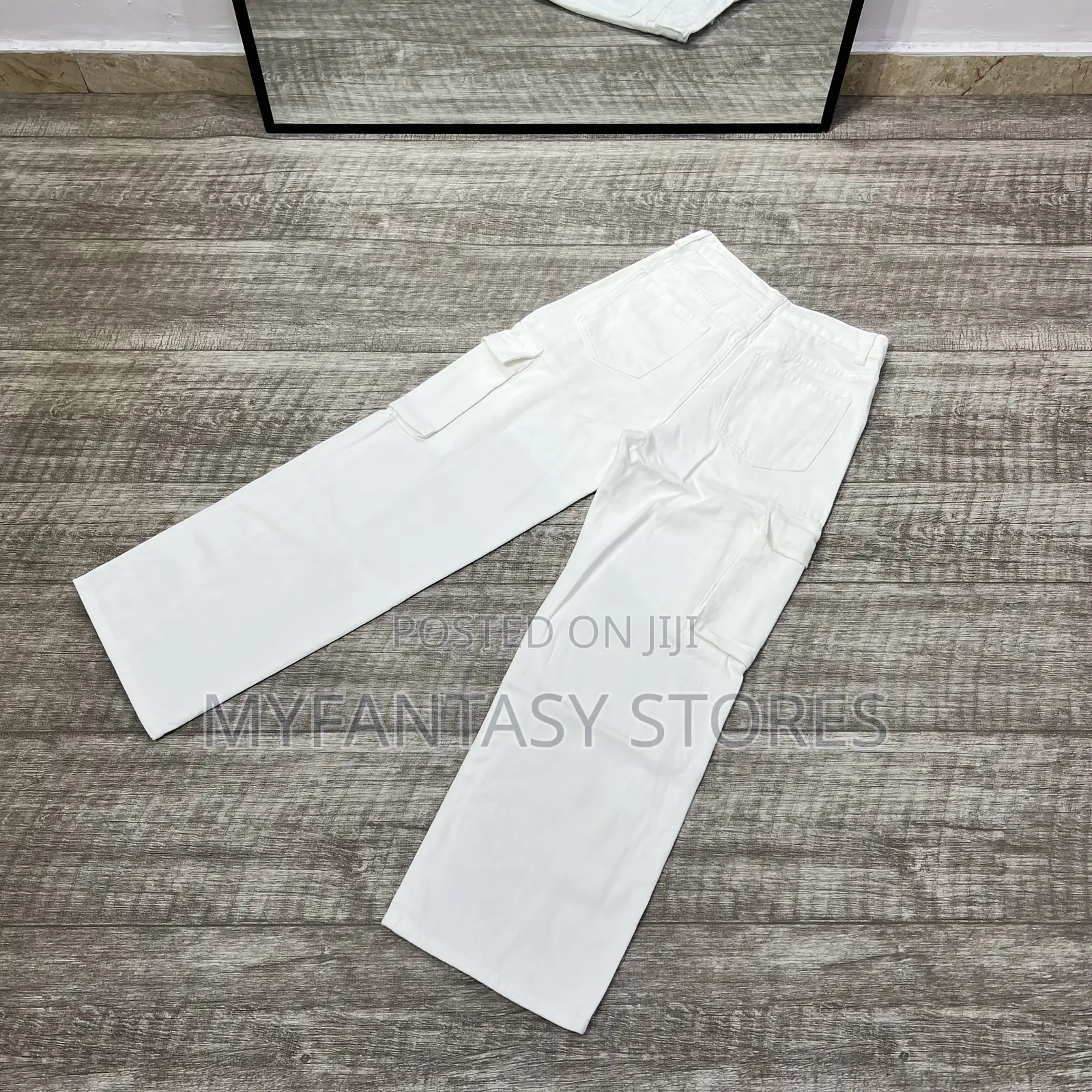 White Cargo Jean Pants