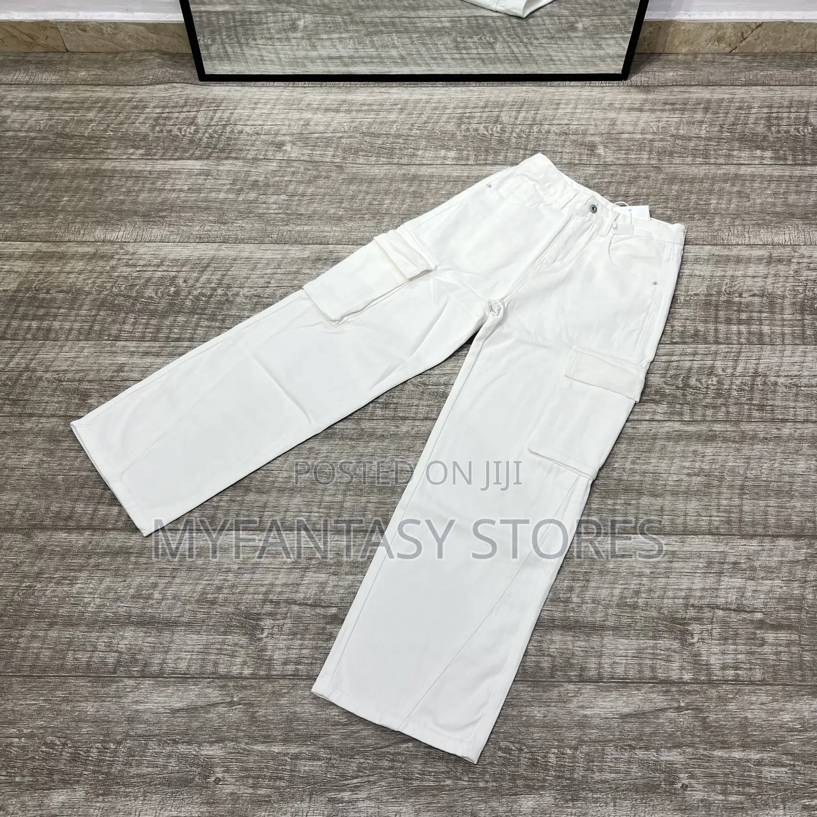 White Cargo Jean Pants