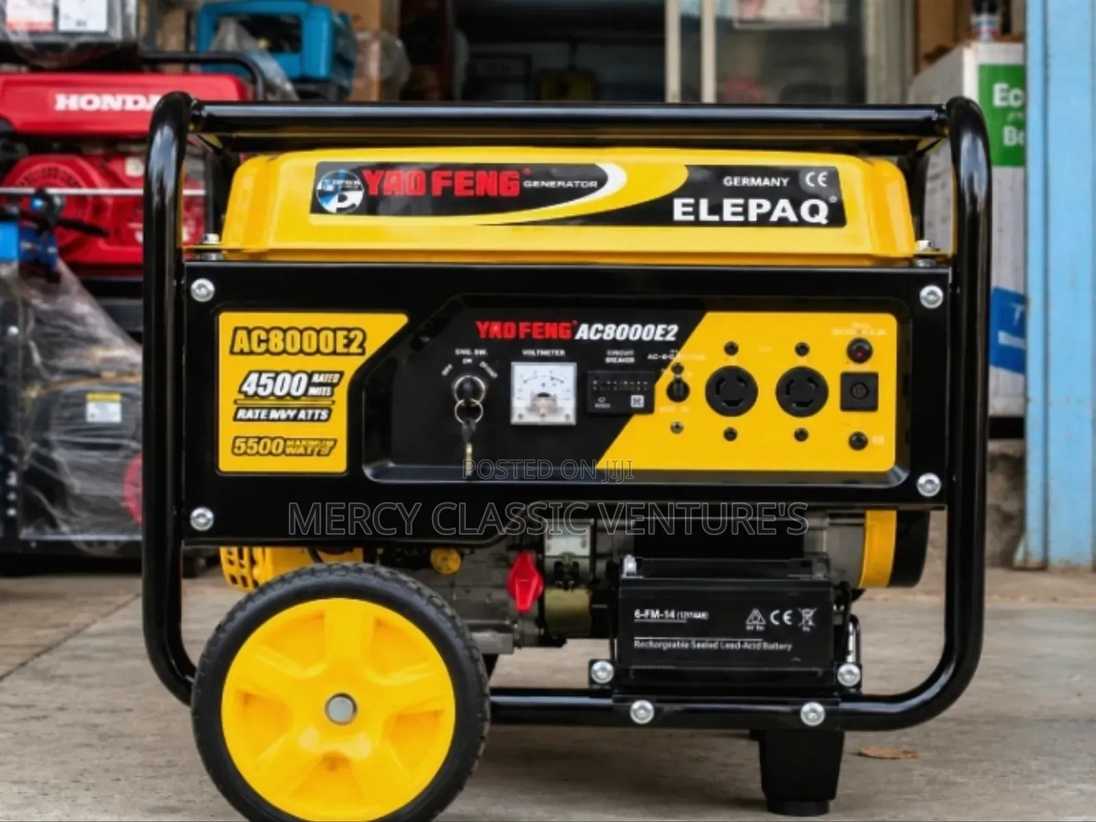 Elepaq AC8000E2 4.5kVA Key Start Petrol Generator With Wheels