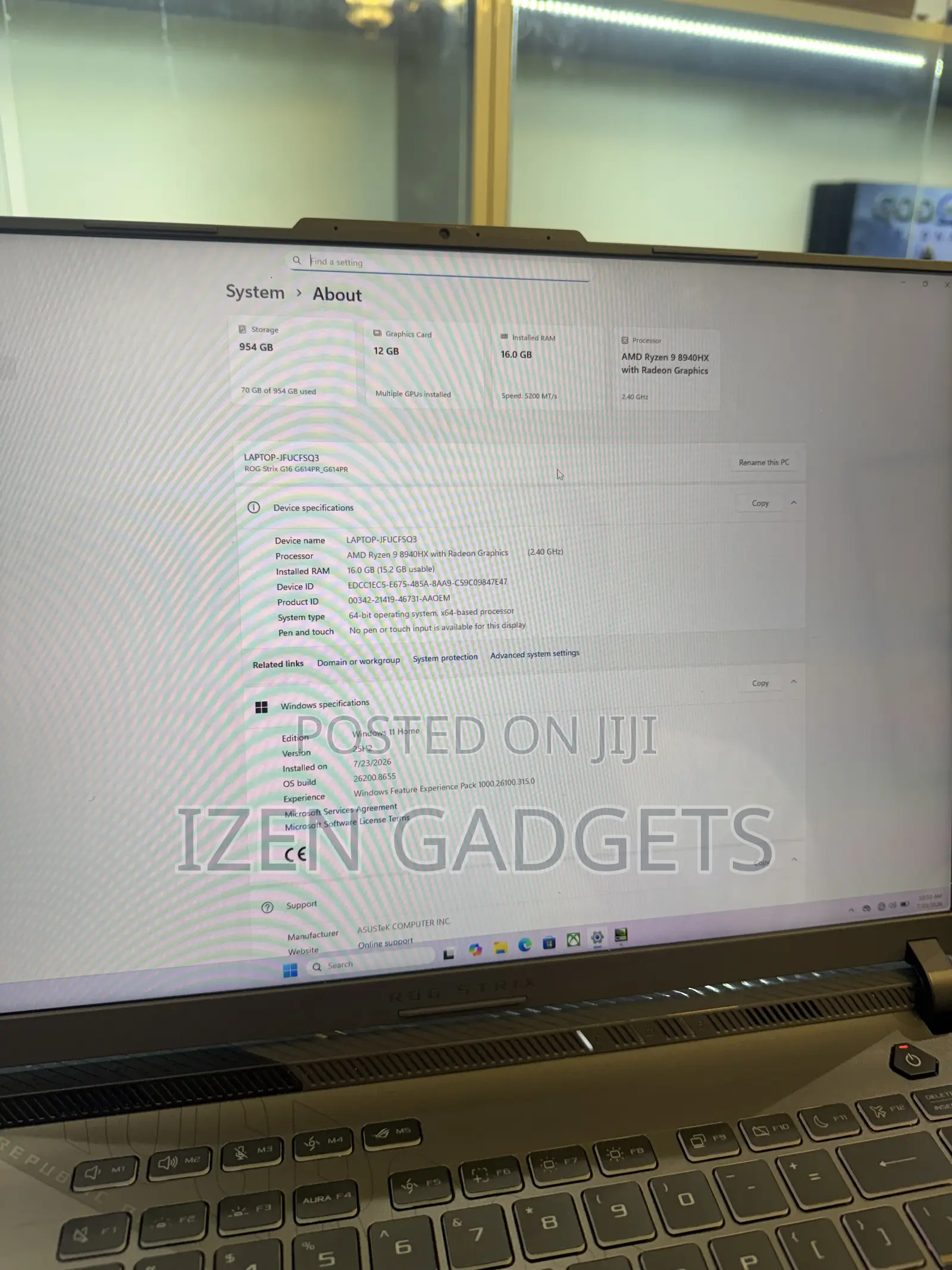 New Laptop Asus ROG Strix G16 G614 16GB AMD Ryzen 9 SSD 1T