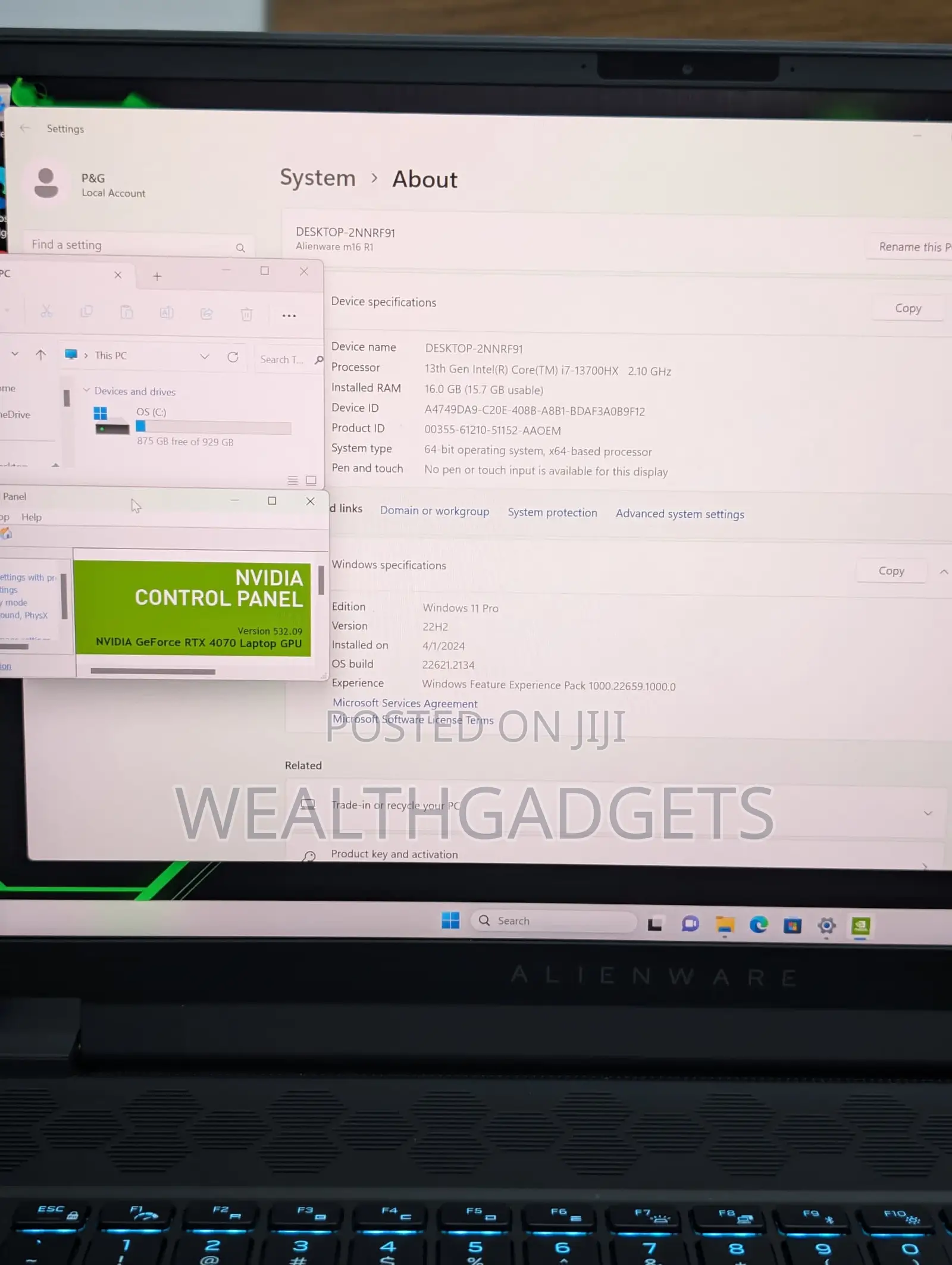 Laptop Alienware M16 R1 16GB Intel Core i7 SSD 1T