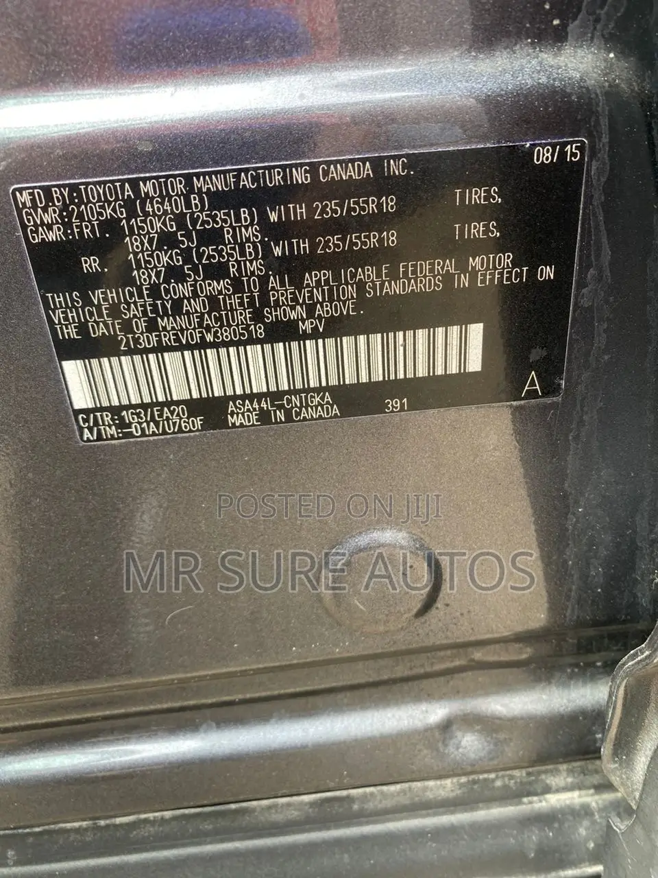 Toyota RAV4 Limited FWD (2.5L 4cyl 6A) 2016 Gray